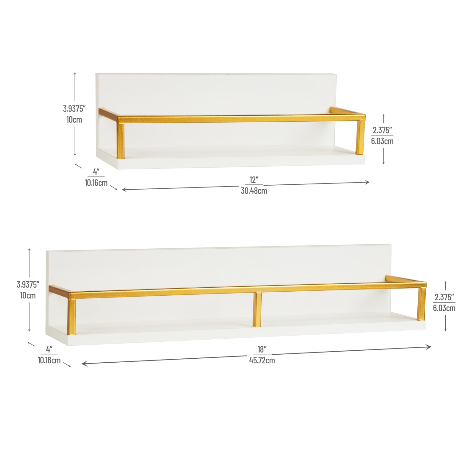 Mind Reader Wall-Mounted Floating Shelves, 3-15/16inH x 4inW x 18inD, White, Set Of 2 Shelves - Image 4