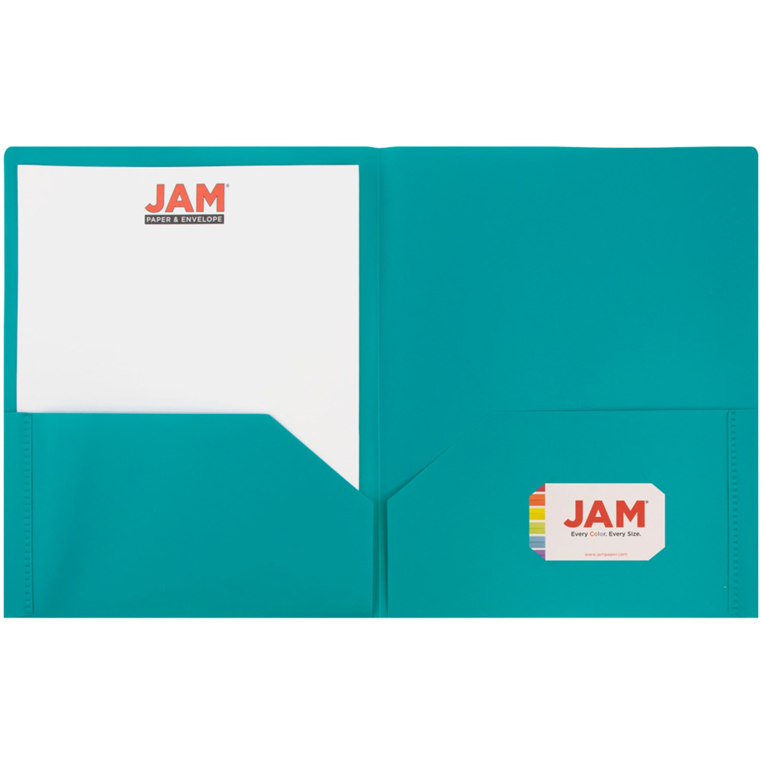 JAM Paper Plastic 2-Pocket School POP Folders, 9 1/2in x 11 1/2in, Teal, Pack Of 6 - Image 4