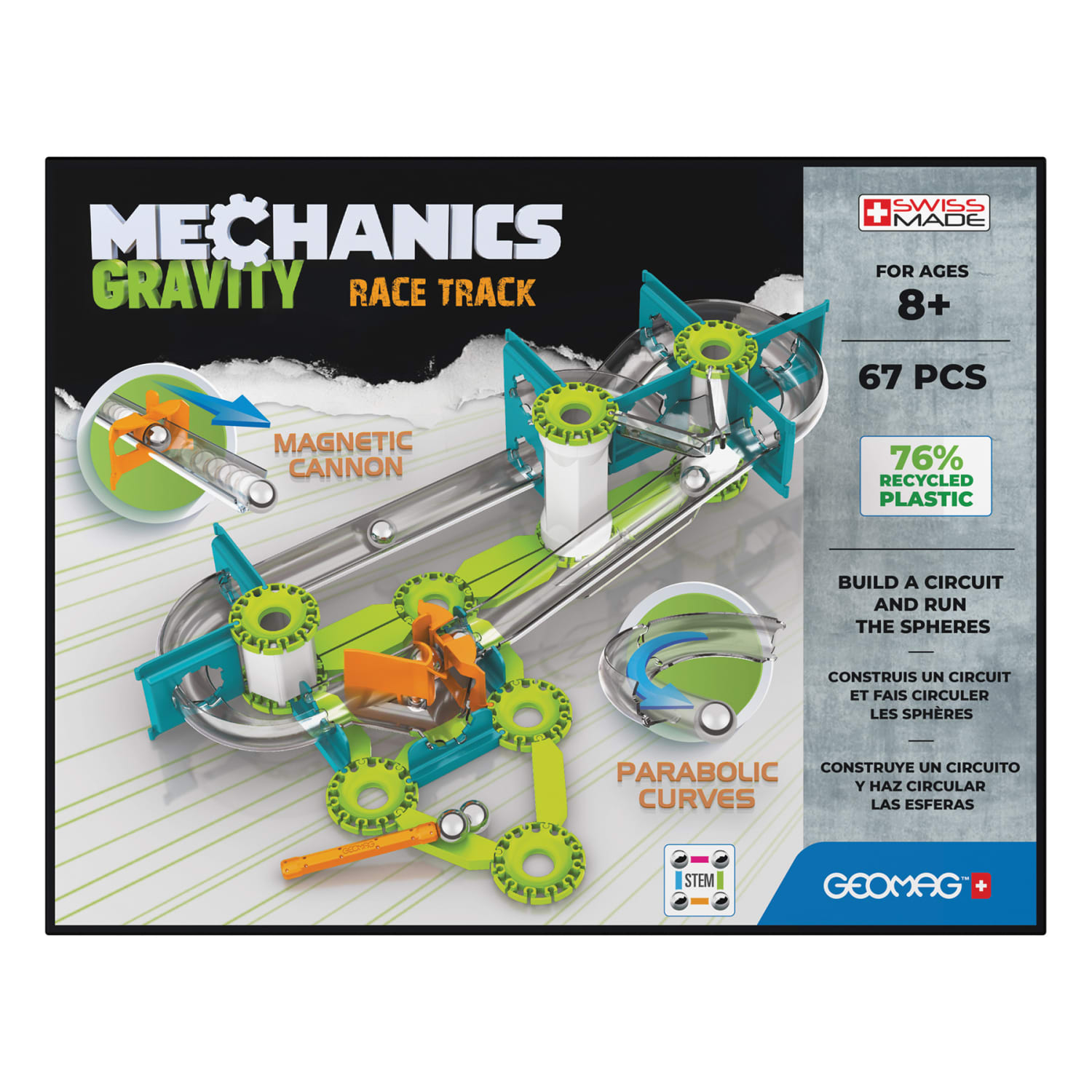 Geomag Mechanics Gravity Construction Set, Race Track Recycled, 67 Pieces - Image 3