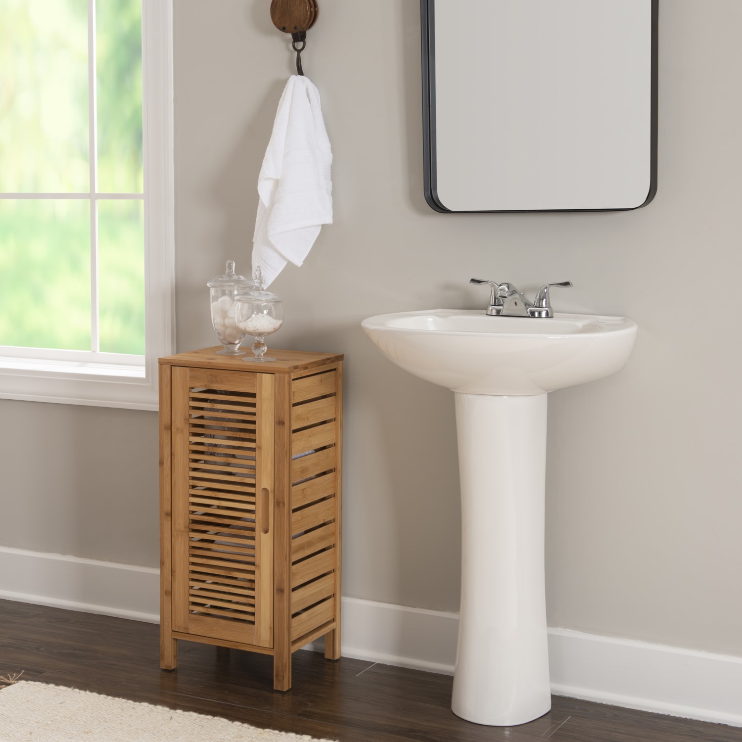 Linon Bullock 13inW Single Door Bamboo Cabinet, Natural - Image 3