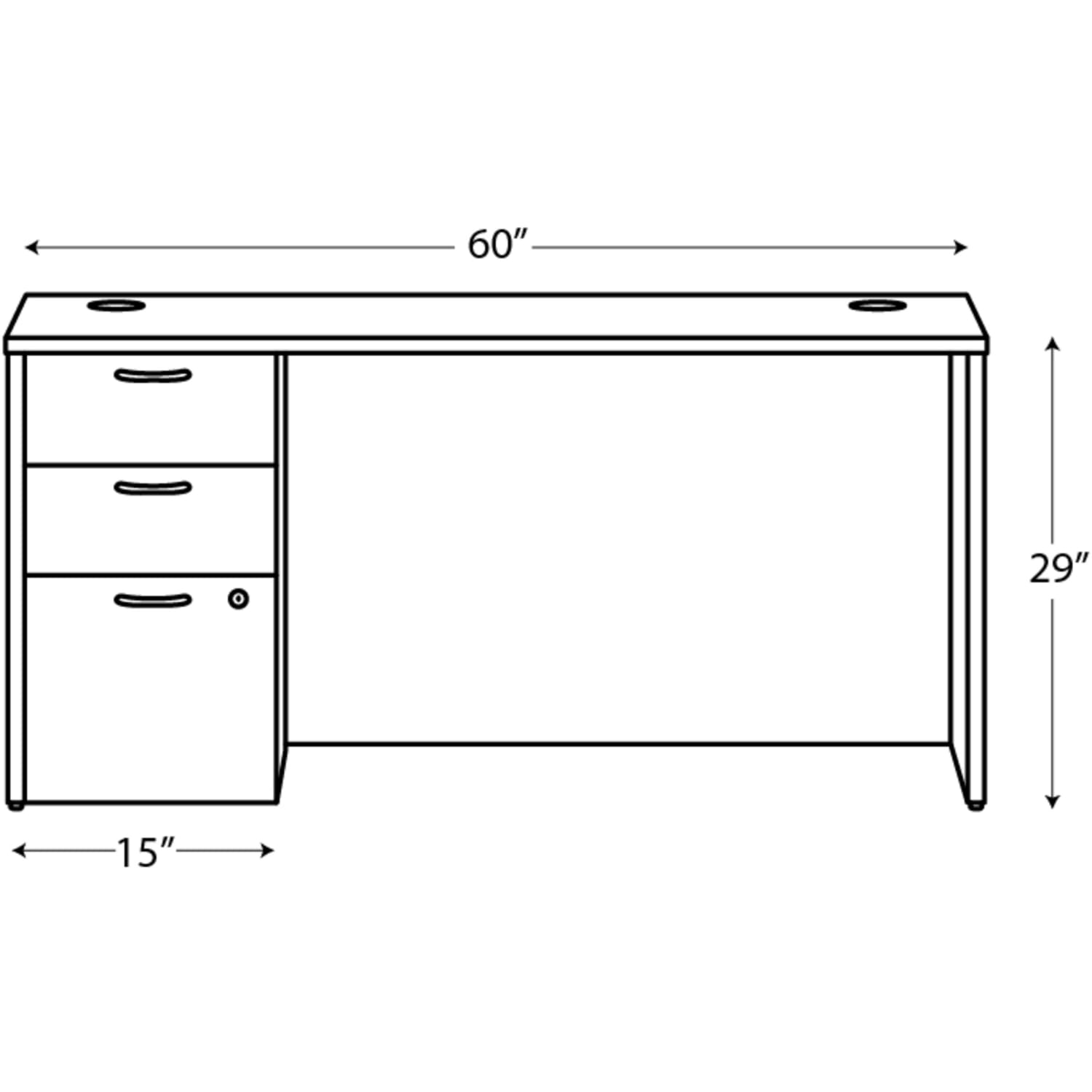 HON Mod 60inW Computer Desk Credenza, Traditional Mahogany - Image 4