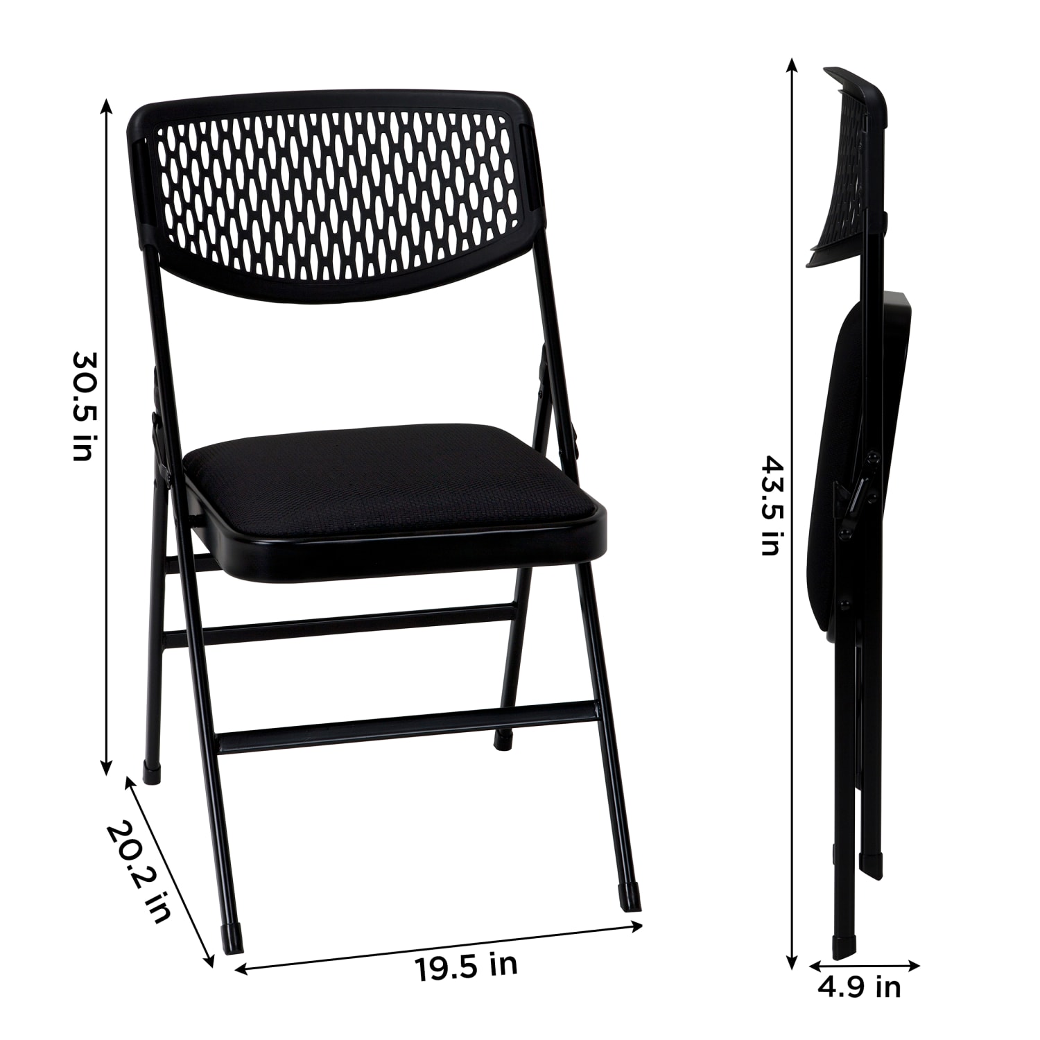COSCO Ultra Comfort Premium Padded Folding Chairs, Black, Pack Of 4 Chairs - Image 6