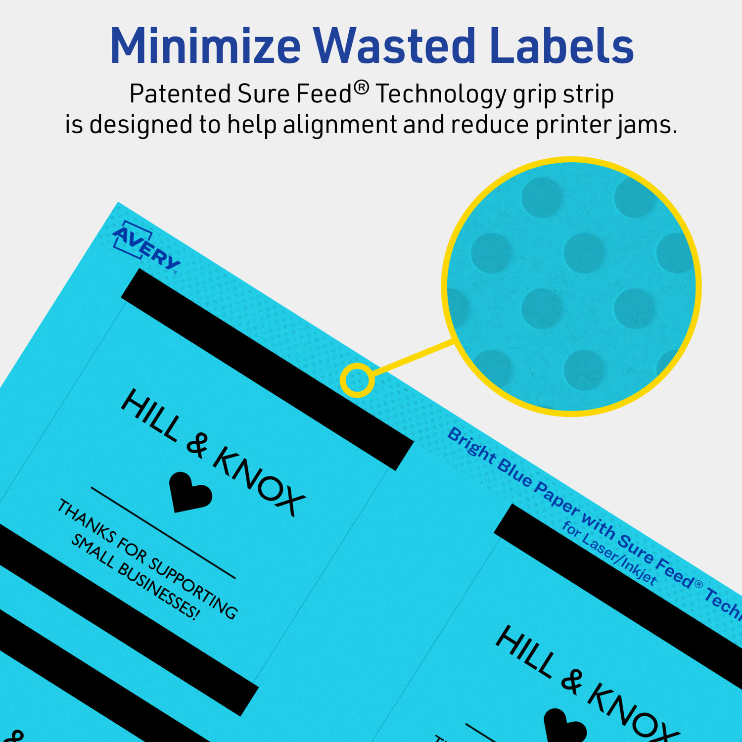 Avery Print-To-The-Edge Labels With Sure Feed Technology And Easy Peel Label Feature, 94101-BBP40, Square, 3in x 3in, Matte Bright Blue, Pack of 240 - Image 5