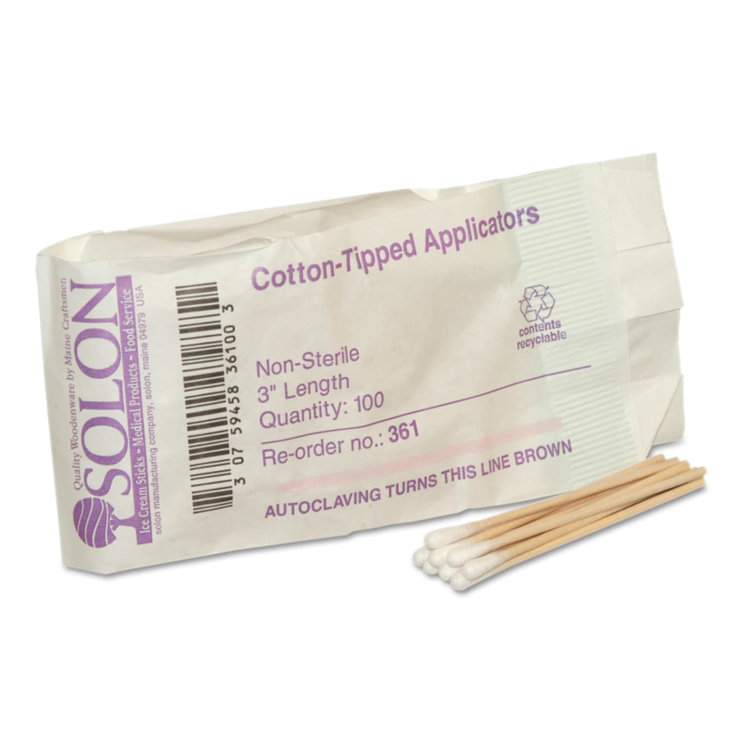 First Aid Only Cotton-Tipped Applicators Refill, 3in, Bag Of 100 Applicators