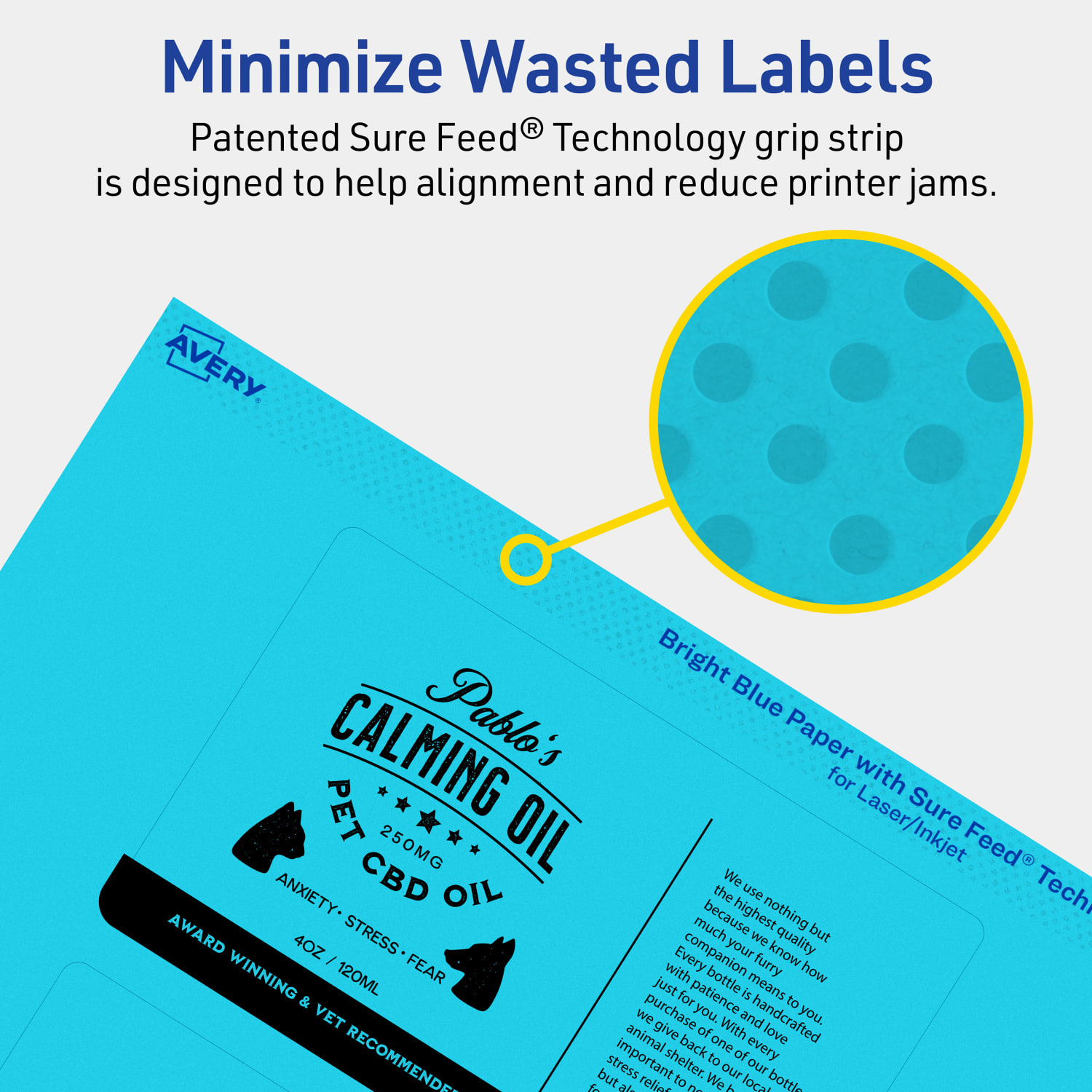 Avery Print-To-The-Edge Labels With Sure Feed Technology And Easy Peel, 94213-BBP10, Rectangle, 3in x 5in, Matte Bright Blue, Pack of 30 - Image 5
