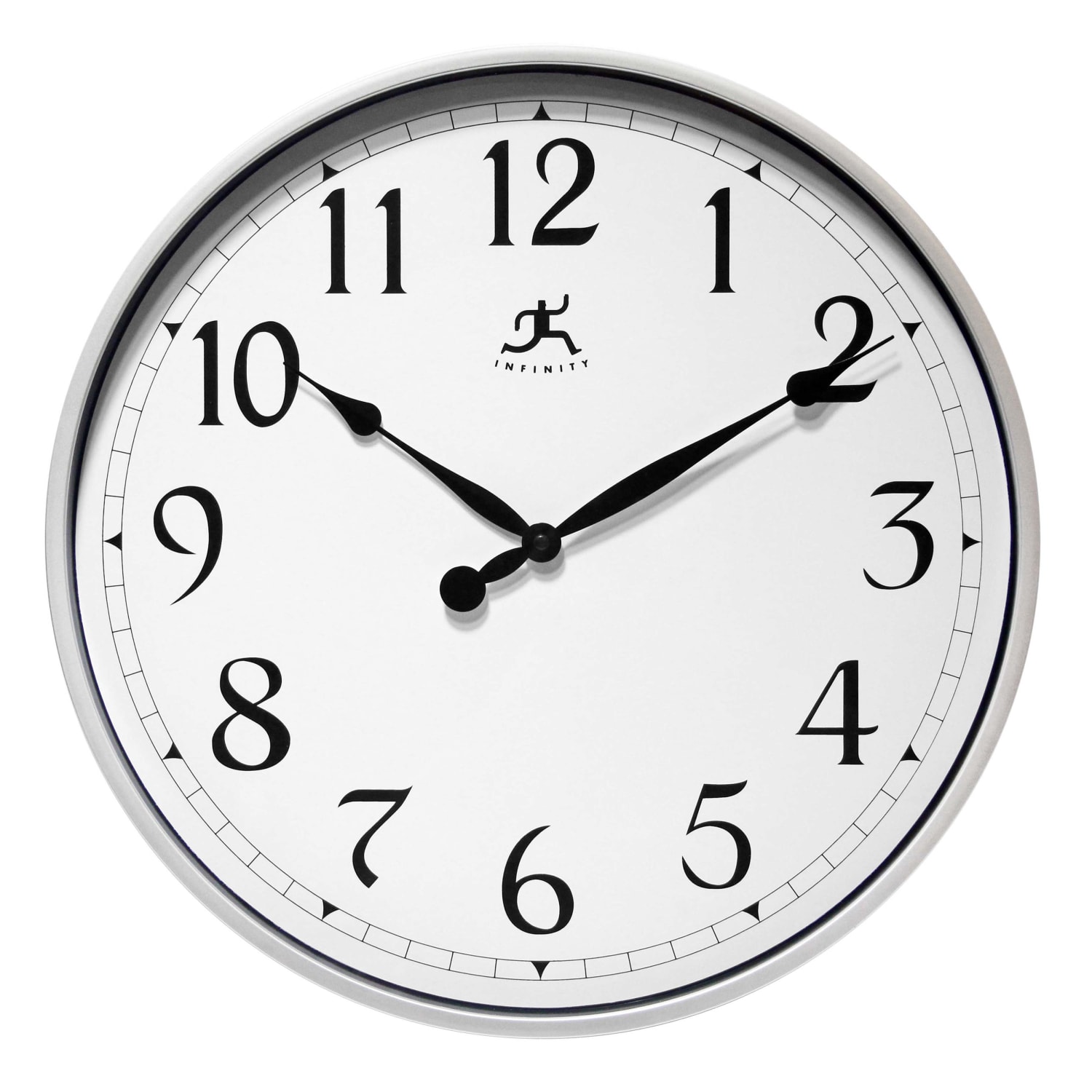 Infinity Instruments Business Round Wall Clock, 18in, Silver