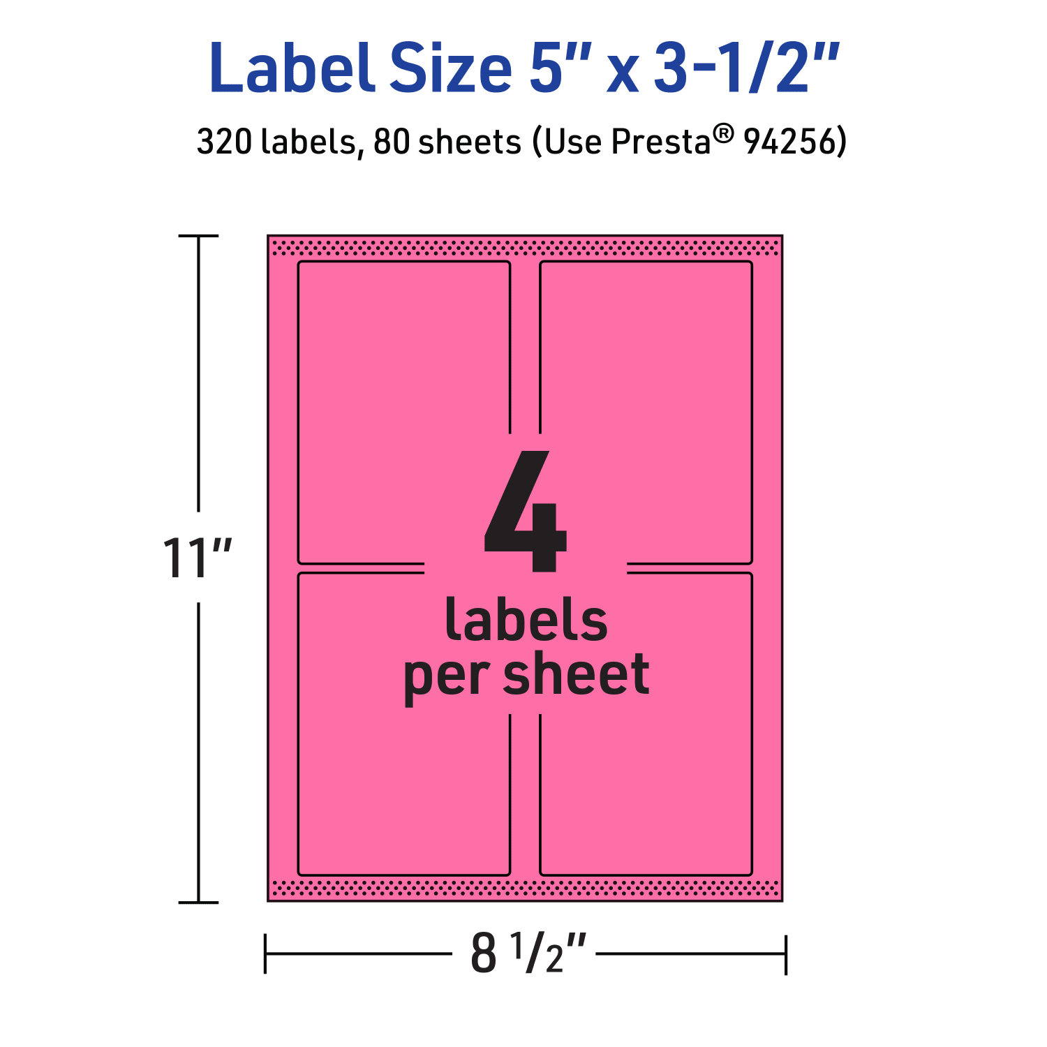 Avery Printable Labels With Sure Feed Technology, 94256-BPP80, Rectangle, 5in x 3-1/2in, Matte Bright Pink, Pack of 320 - Image 6