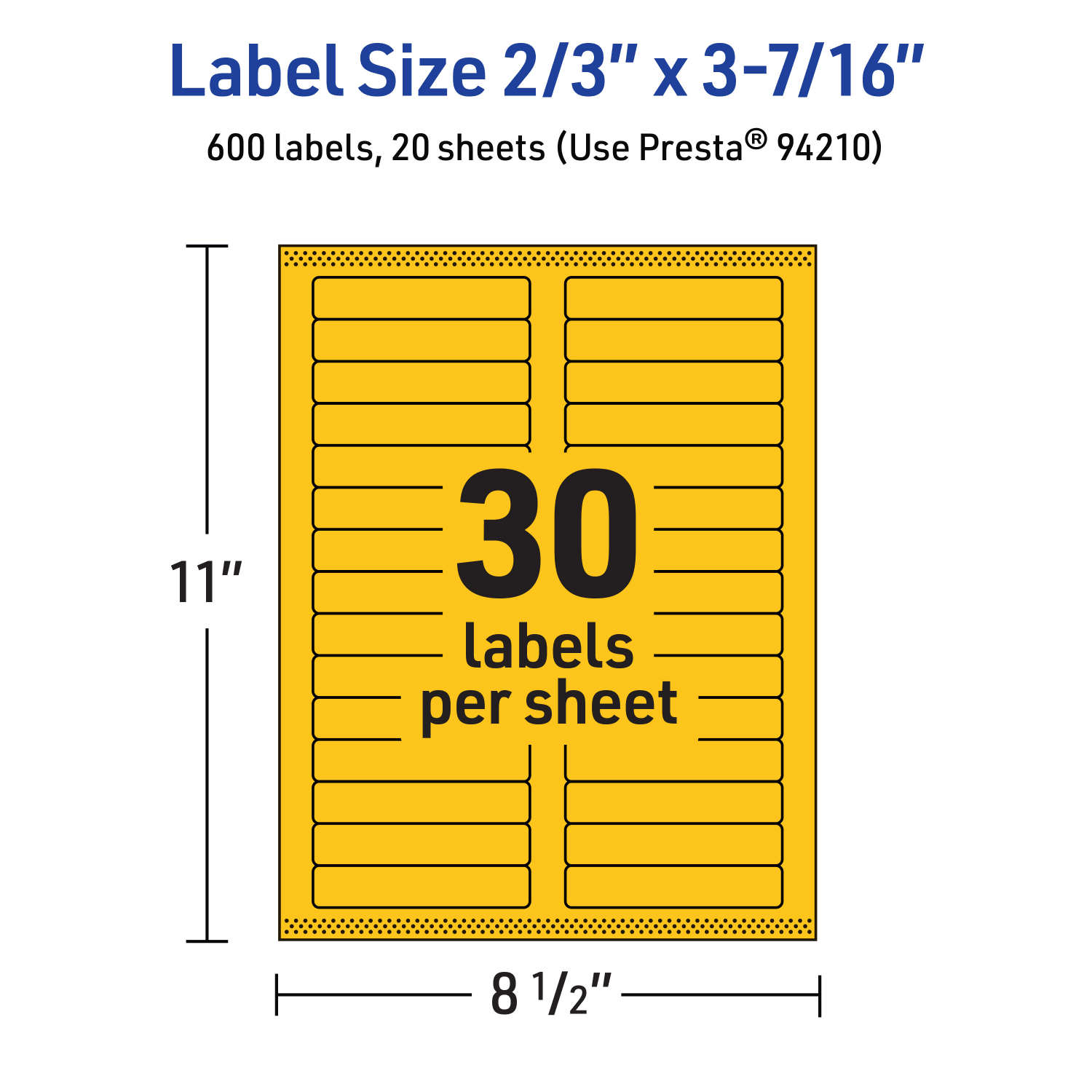 Avery Printable Labels With Sure Feed Technology, 94210-BYP20, Rectangle, 2/3in x 3-7/16in, Matte Bright Yellow, Pack of 600 - Image 6