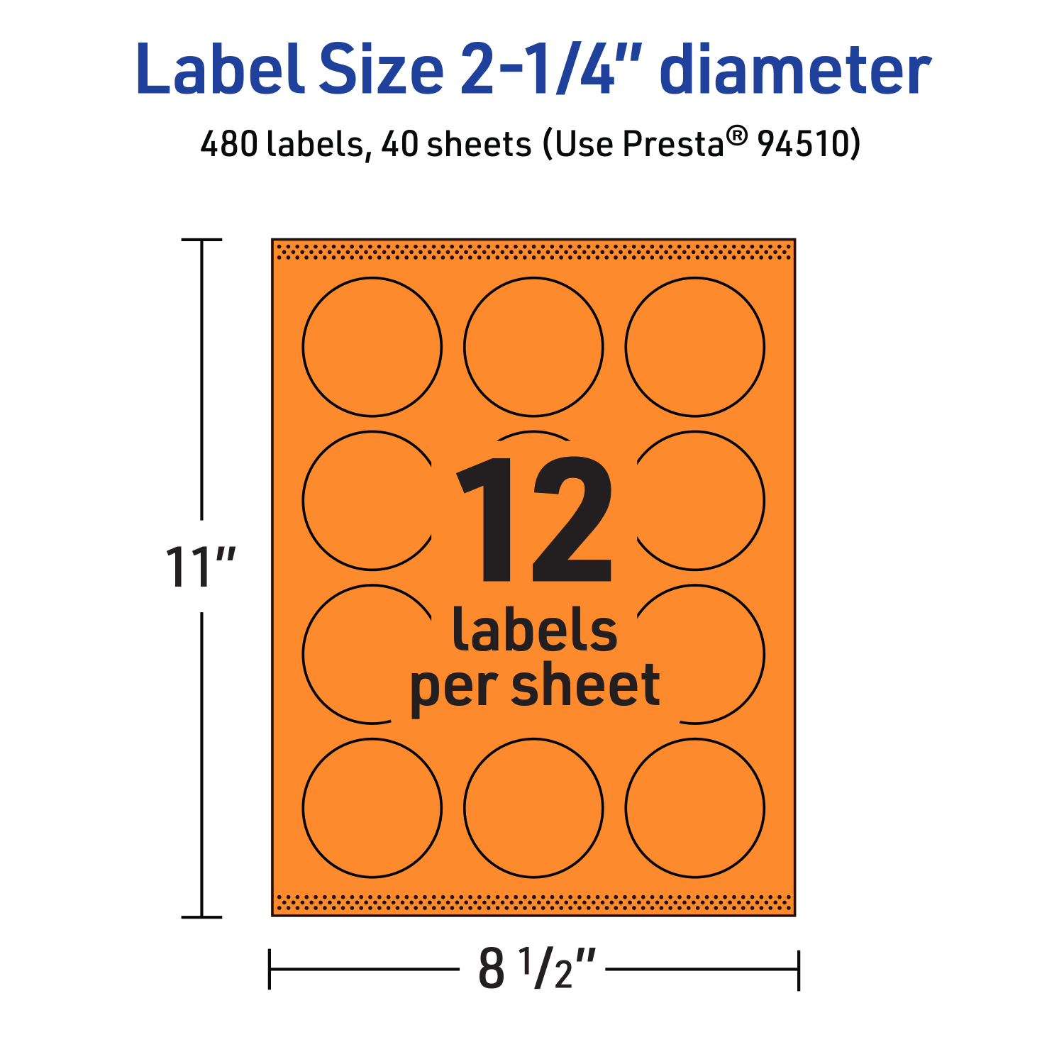 Avery Print-To-The-Edge Labels With Sure Feed Technology And Easy Peel Label Feature, 94510-BOP40, Round, 2-1/4in, Matte Bright Orange, Pack of 480 - Image 6