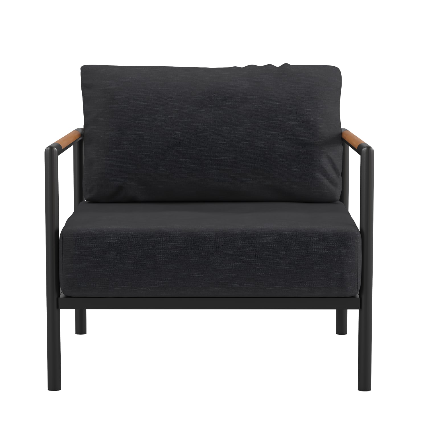 Flash Furniture Lea IndoorOutdoor Patio Chair With Cushions CharcoalBlack PopularChairscom