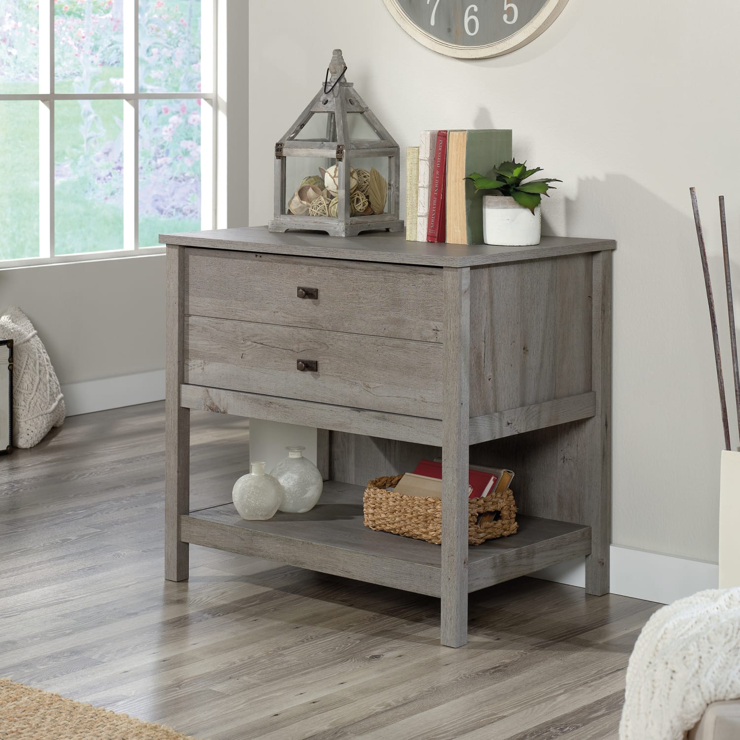 Sauder Cottage Road 32-7/16inW x 21-13/16inD Lateral File Cabinet, Mystic Oak - Image 4