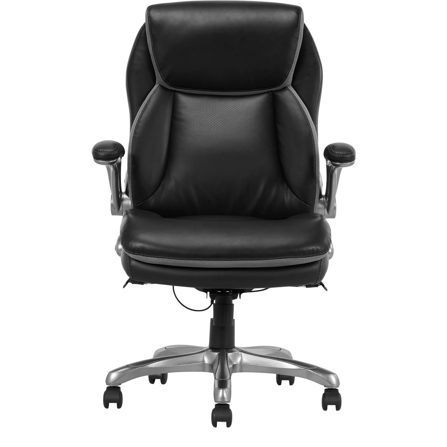 Serta Smart Layers Brinkley Ergonomic Bonded Leather High Back Executive Office Chair BlackSilver PopularChairscom