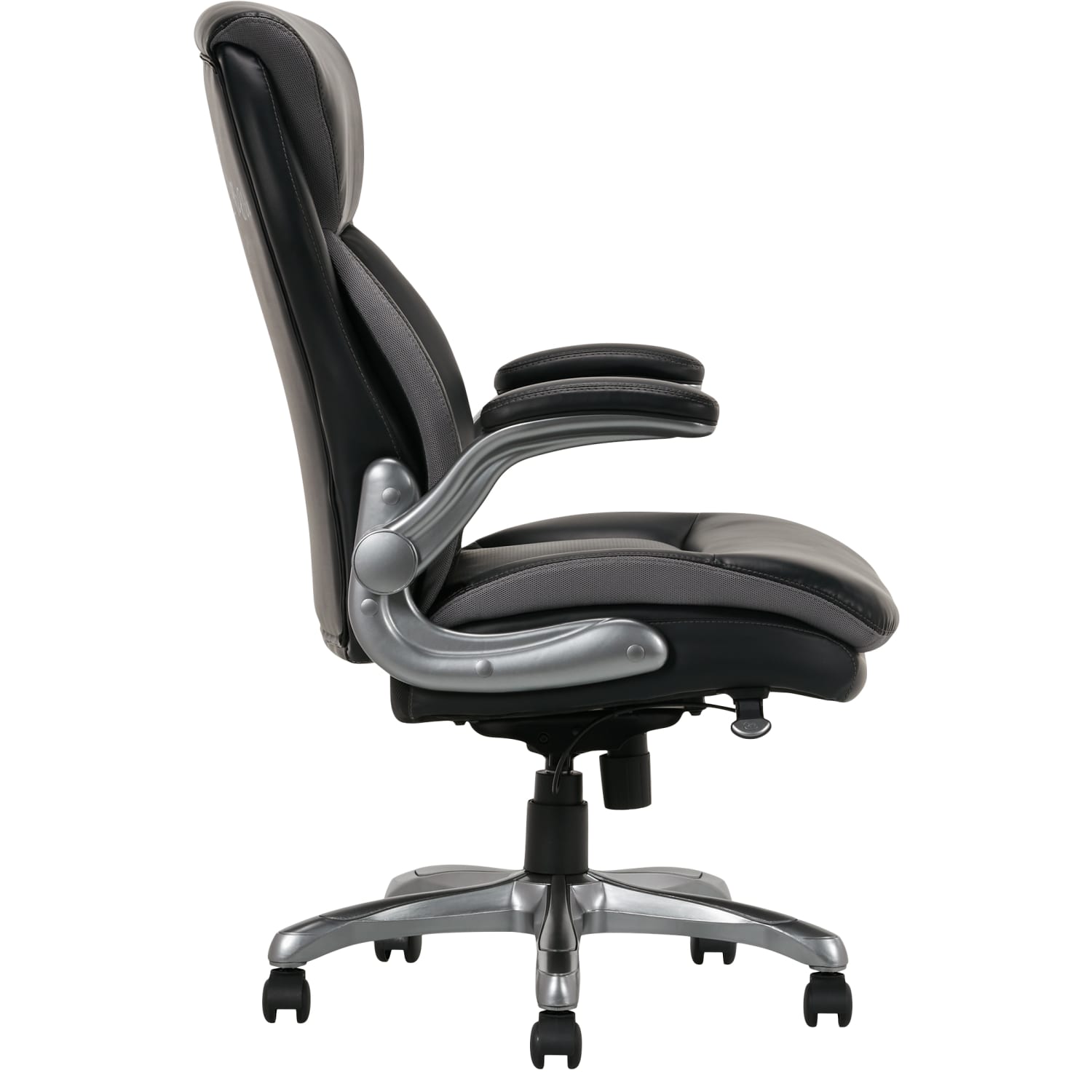 Serta Smart Layers Brinkley Ergonomic Bonded Leather High Back Executive Office Chair BlackSilver PopularChairscom