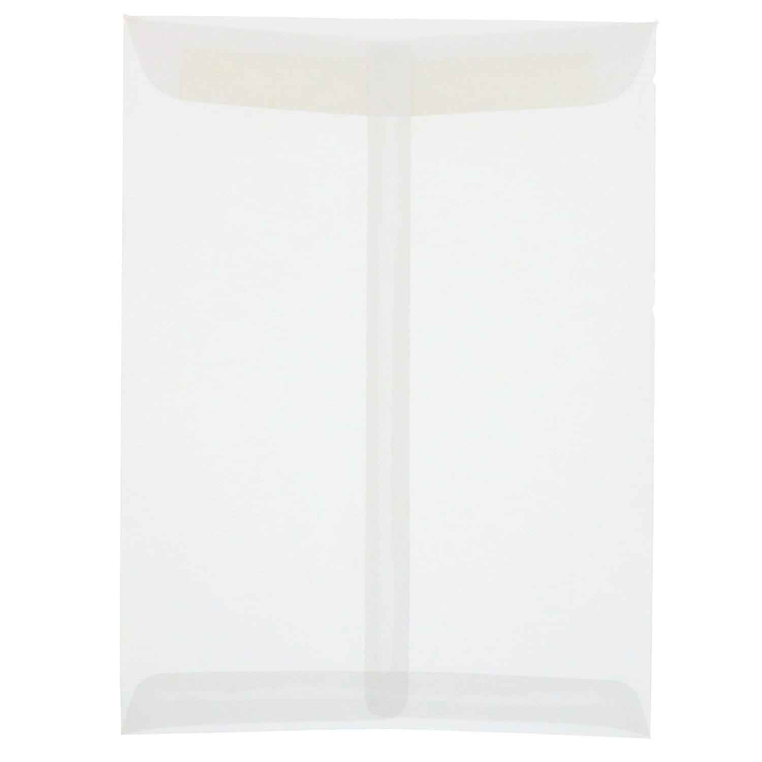 JAM Paper Open-End 9in x 12in Catalog Envelopes, Gummed Seal, Clear Translucent, Pack Of 10