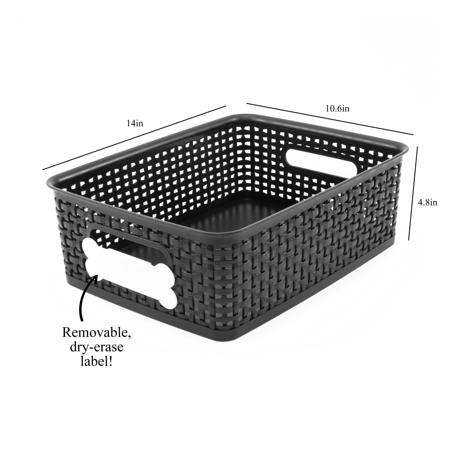Paw Prints Pet Supply Bin With Dry-Erase Label, Medium, Black - Image 4