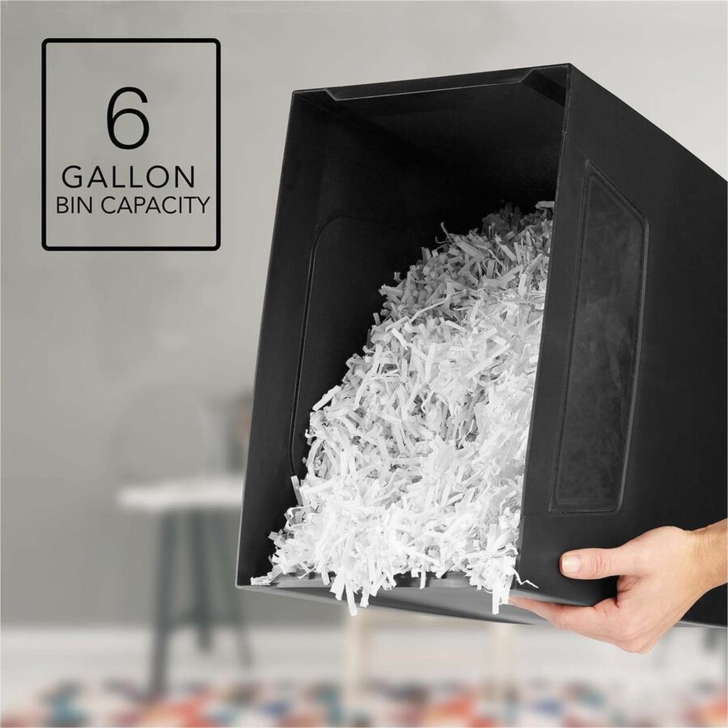 GBC ShredMaster PX10-06 Super Cross-Cut Paper Shredder - Non-continuous Shredder - Super Cross Cut - 10 Per Pass - for shredding Staples, Paper Clip - P-4 - 5.90 ft/min - 9in Throat - 6 Minute Run Time - 6 gal Wastebin Capacity - Black, Chrome - Image 3
