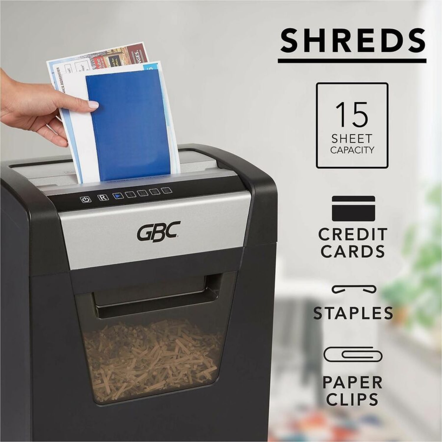 GBC ShredMaster SX15-06 Super Cross-Cut Shredder - Non-continuous Shredder - Super Cross Cut - 15 Per Pass -  - 1758500 - Image 5
