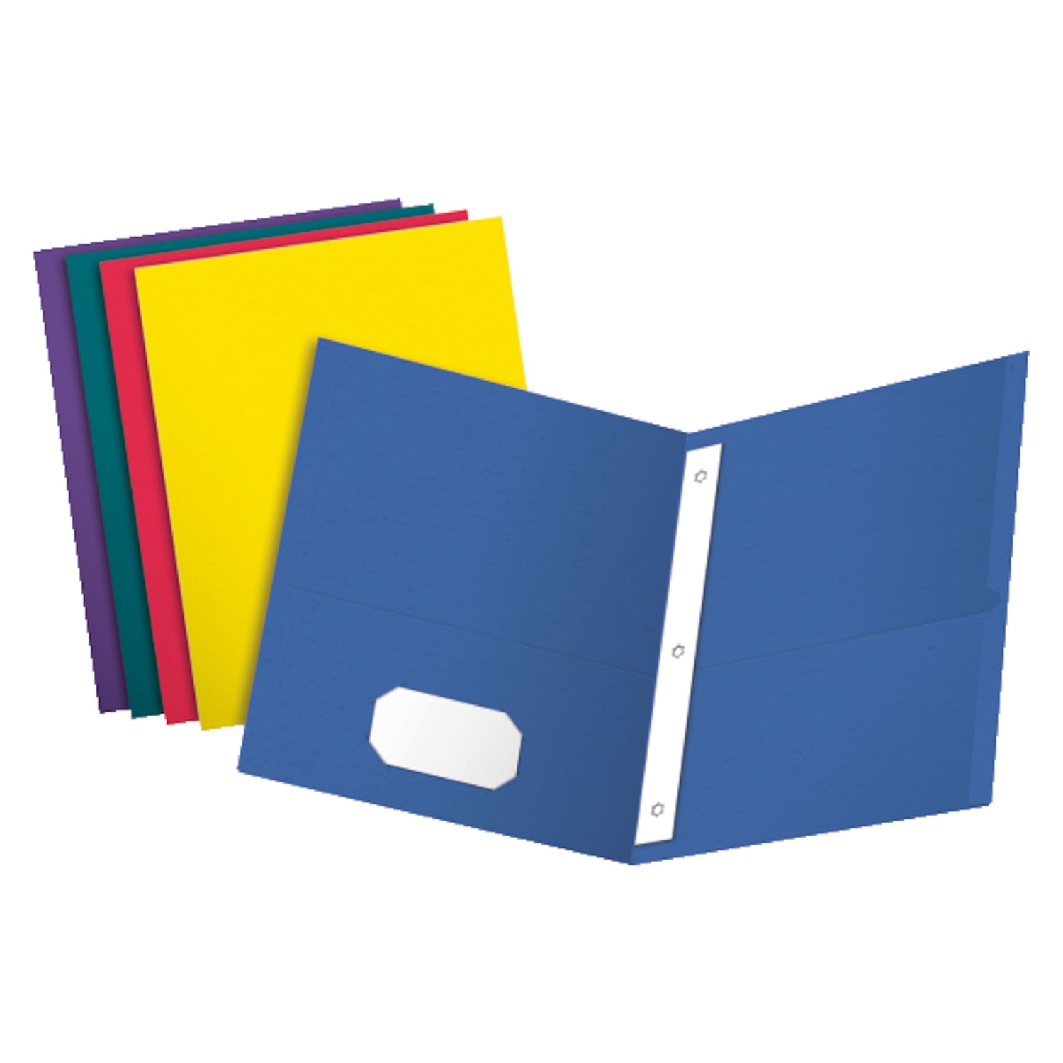 Oxford Twin Pocket Folders with Fasteners, 8-1/2in x 11in, Assorted Colors, Box Of 25 Folders