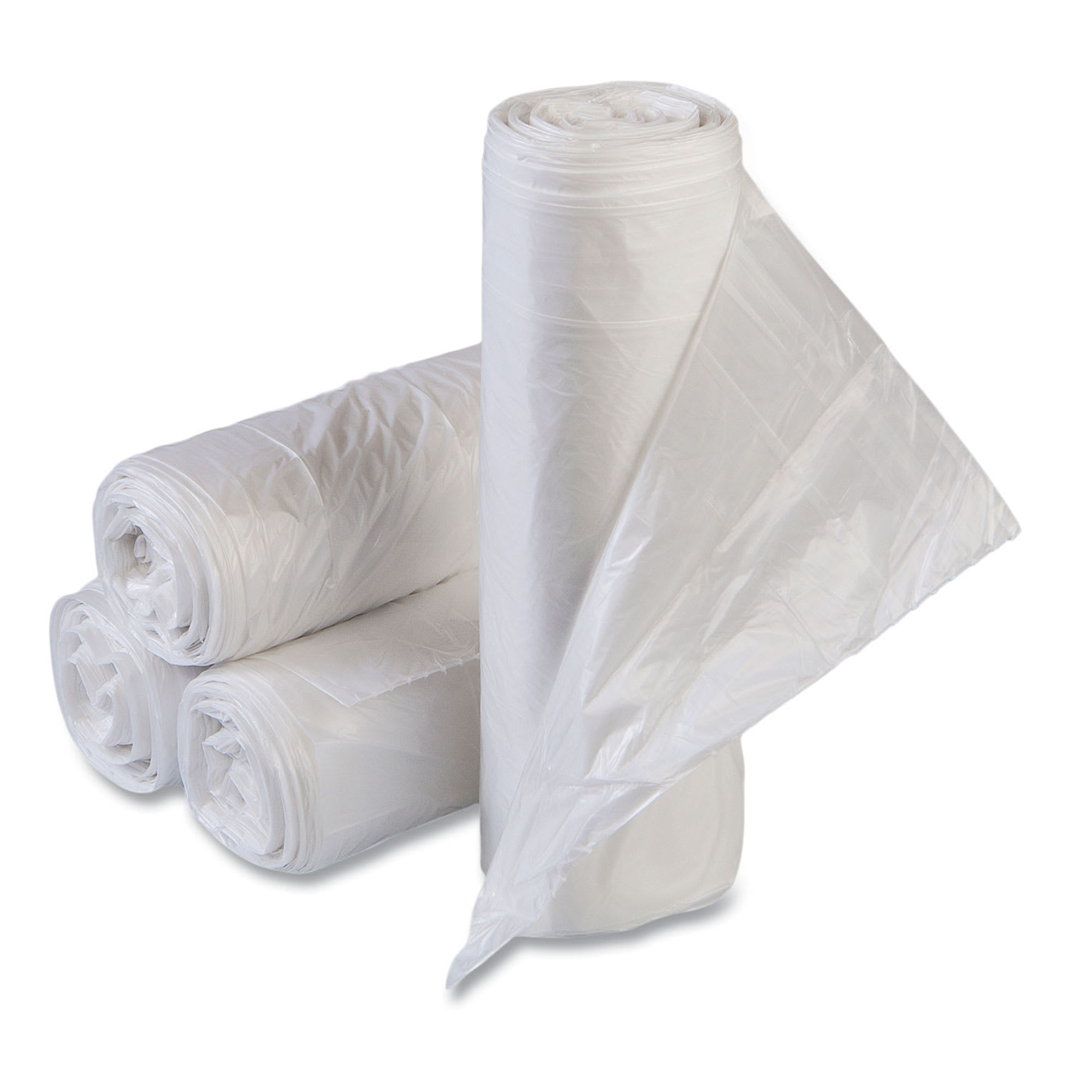 Interplast Group High Density Commercial Can Liner Value Pack, 33 gal, 10 mic, 33in x 39in, Clear, Interleaved Roll, 25 Bags/Roll, 20 Rolls/CT