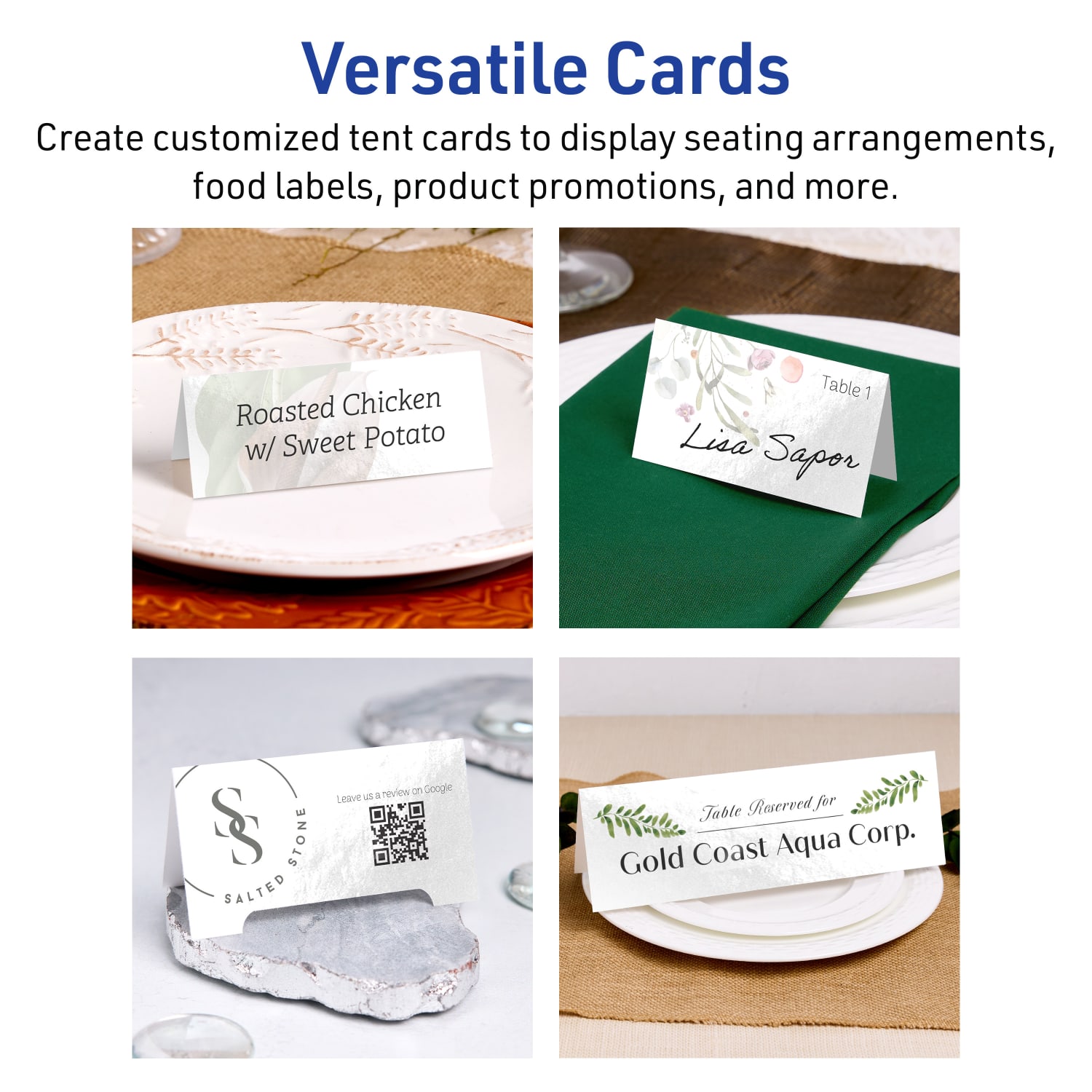 Avery Printable Tent Cards With Sure Feed Technology, 2in x 3-1/2in Rectangle, Glossy White, Pack Of 40 - Image 4