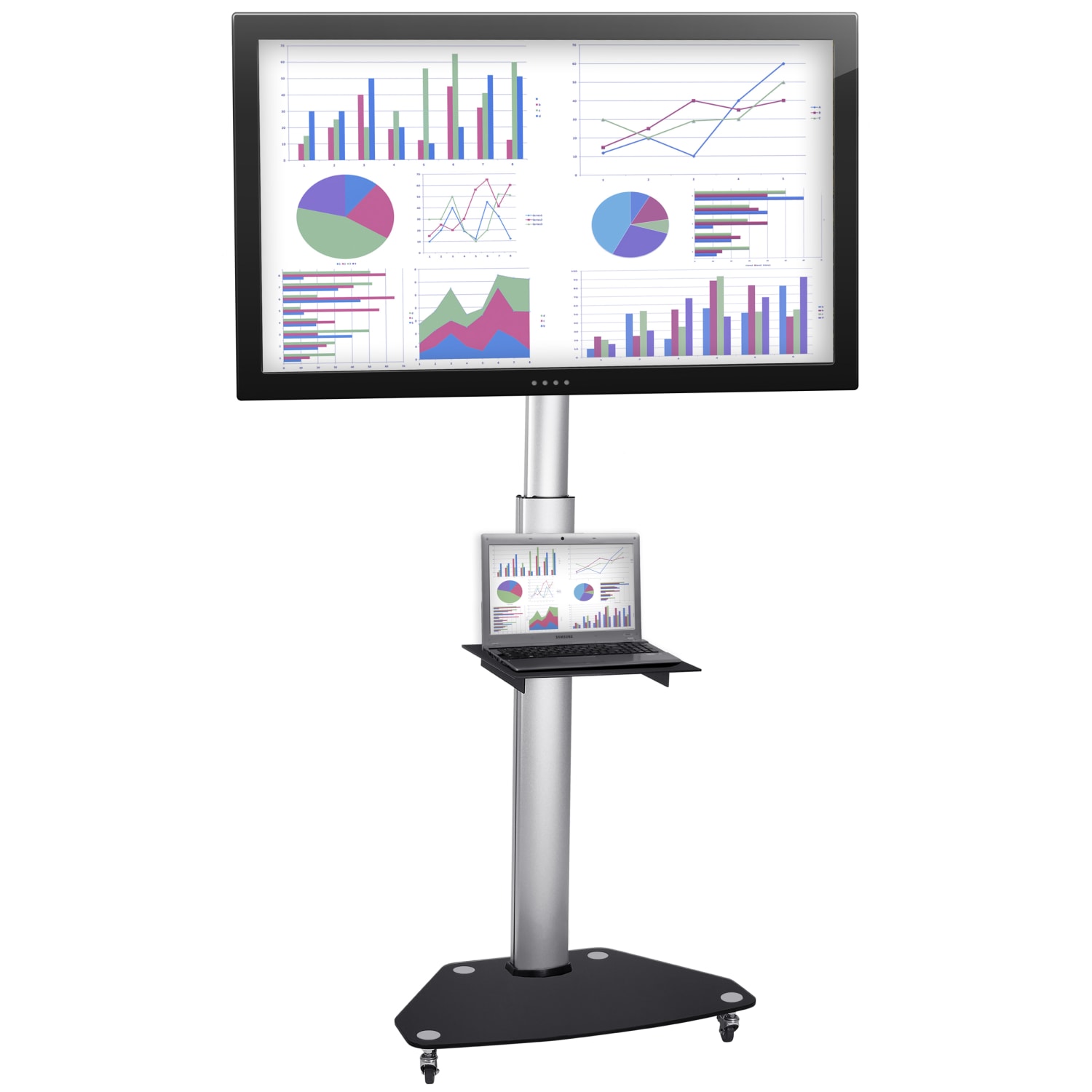 Mount-It! Mobile TV Stand For 37in - 70in Screens, 43-3/4inH x 23-1/4inW x 5-5/8inD, Black - Image 3