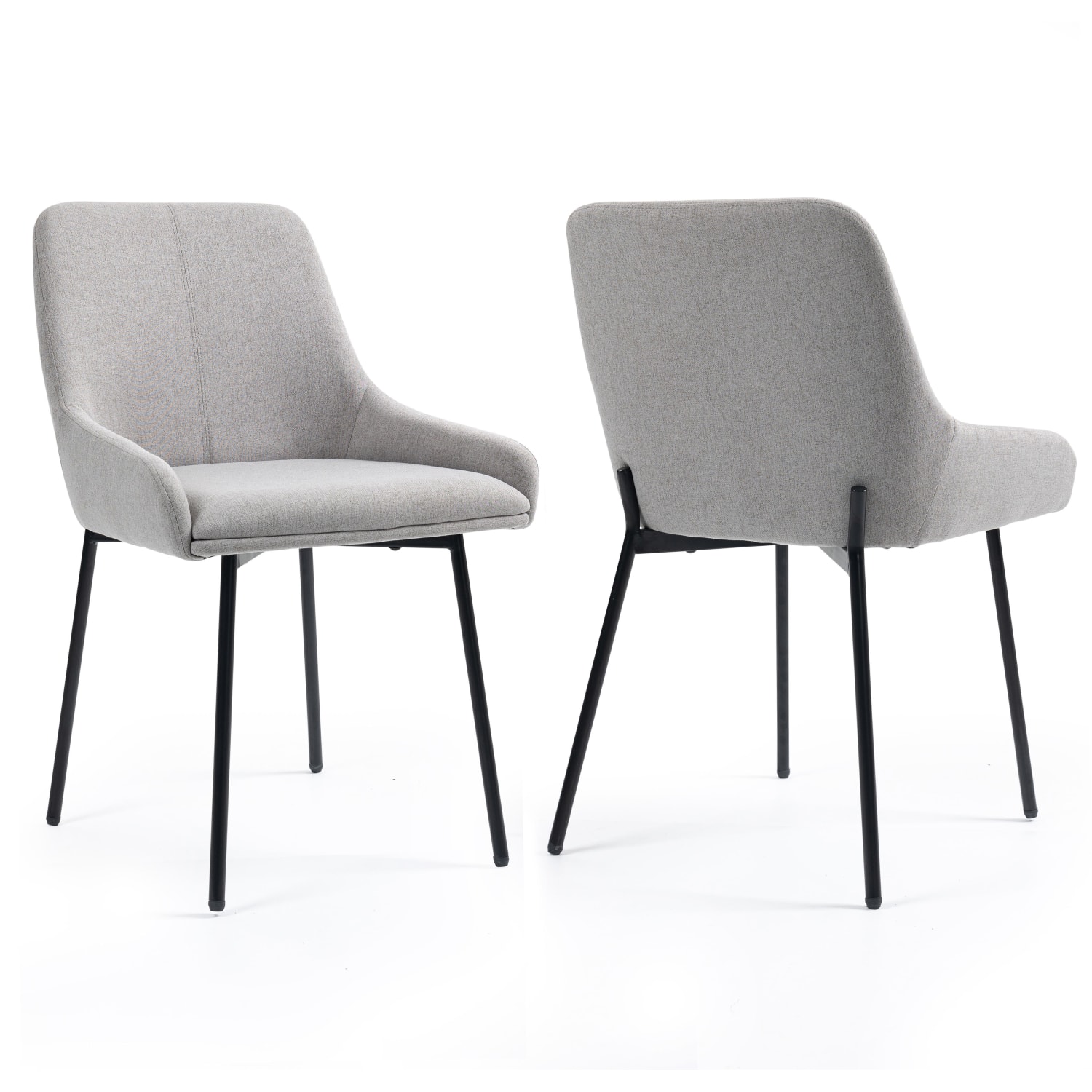 Glamour Home Banner Fabric and Iron Dining Accent Chairs, Gray/Black, Set Of 2 Chairs - Image 4