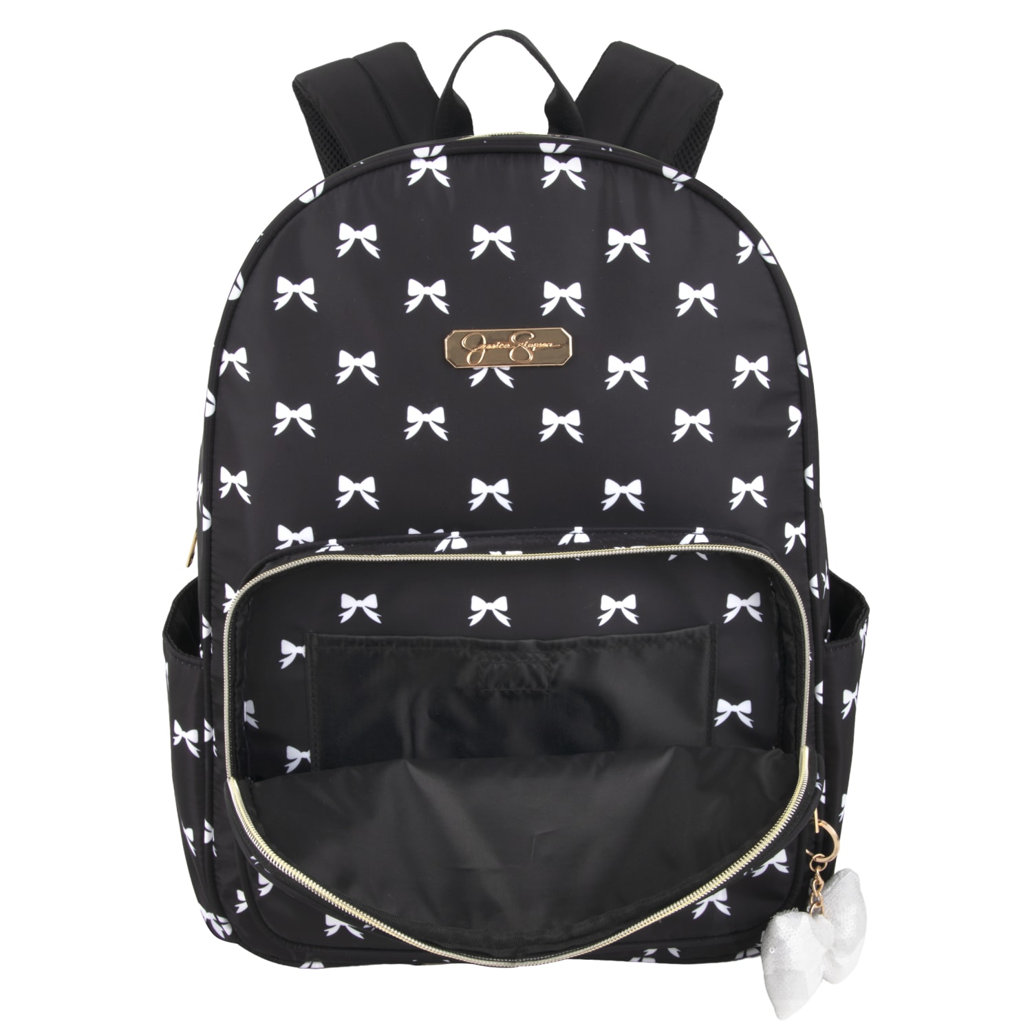 Jessica Simpson Women's Travel Backpack With 16in Laptop Pocket, Black/White Bows, Total Qty 1 - Image 3