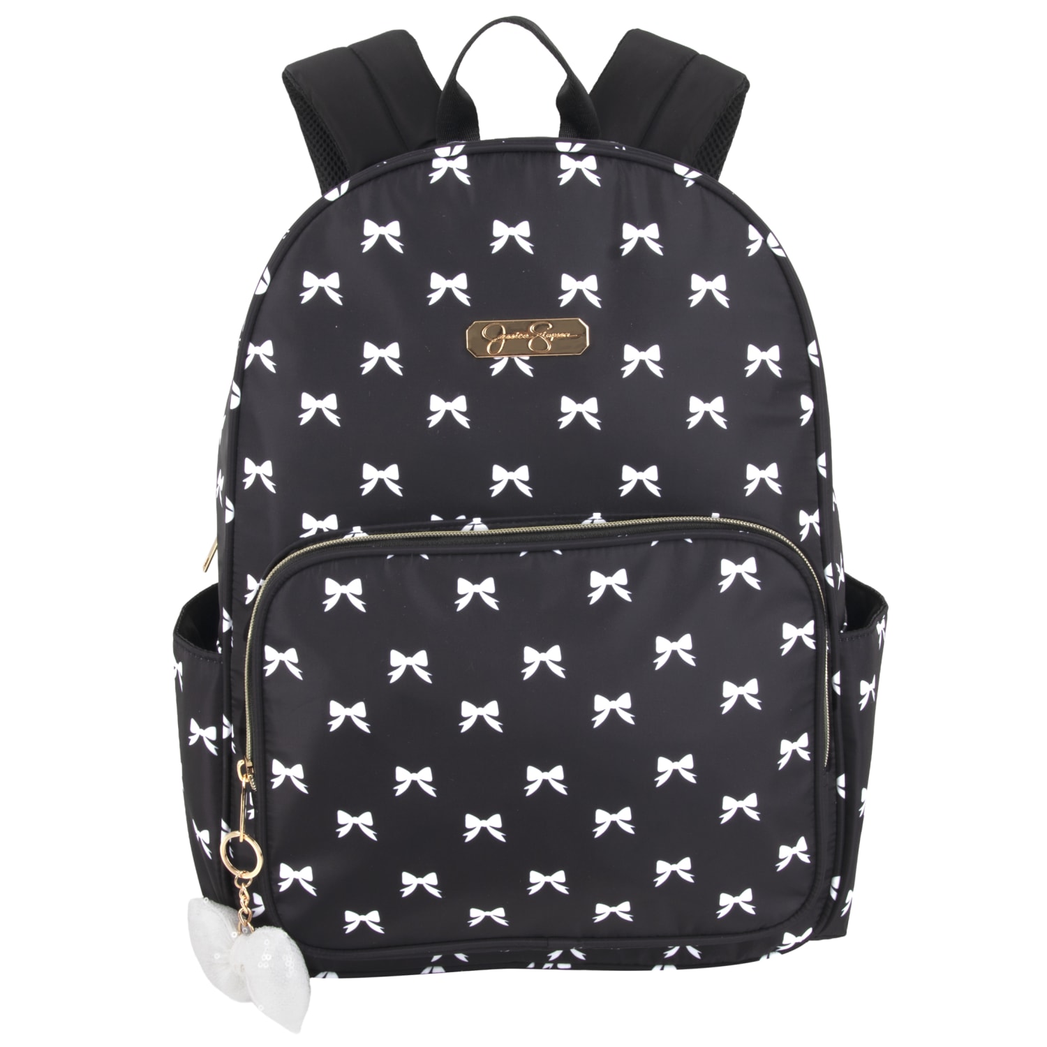 Jessica Simpson Women's Travel Backpack With 16in Laptop Pocket, Black/White Bows, Total Qty 1 - Image 4