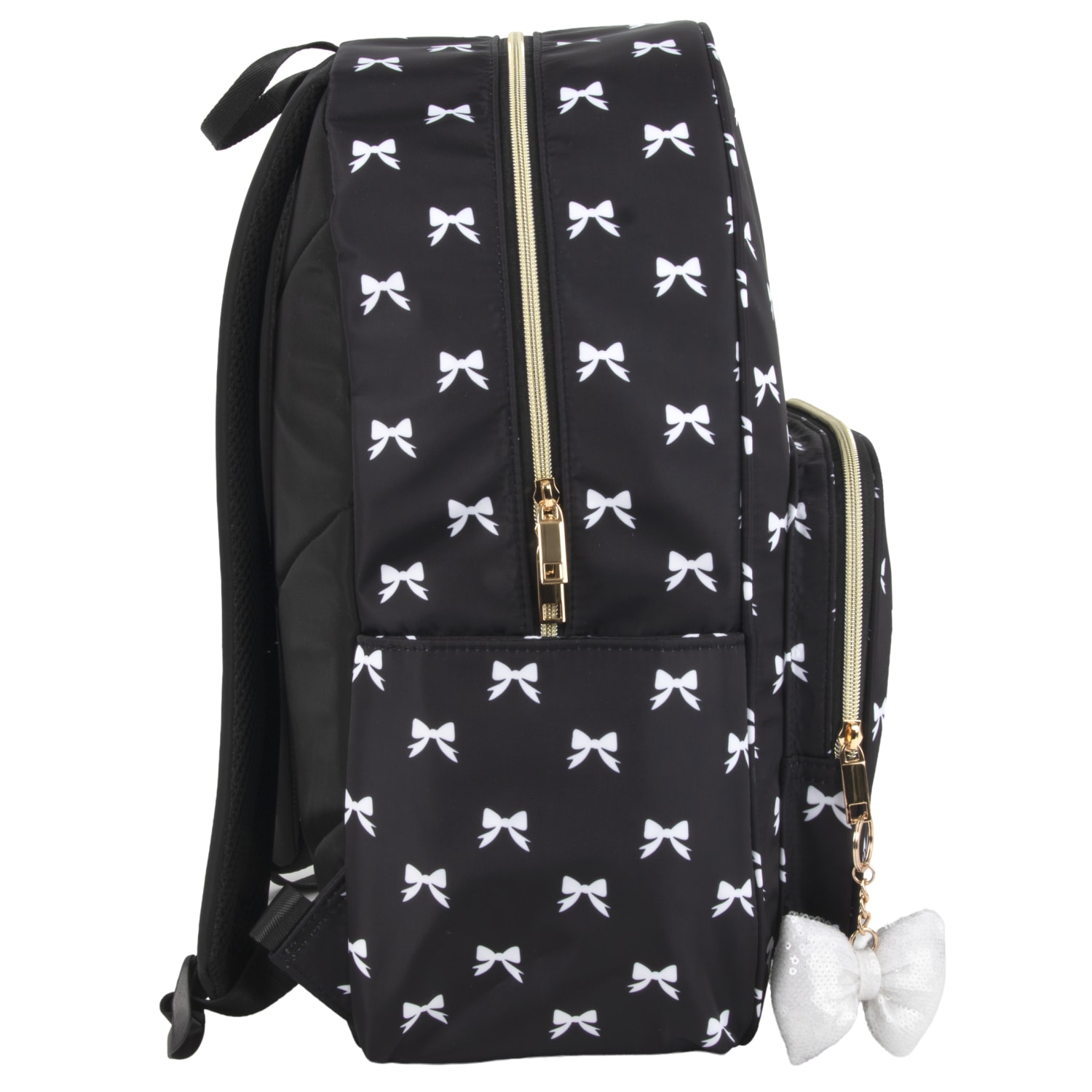 Jessica Simpson Women's Travel Backpack With 16in Laptop Pocket, Black/White Bows, Total Qty 1 - Image 6