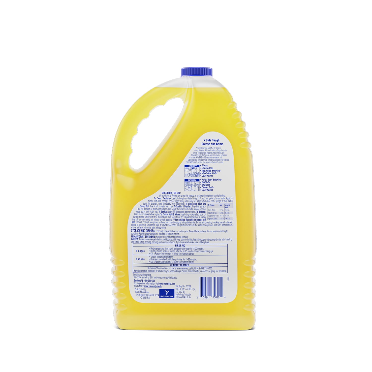 Lysol Clean/Fresh Lemon Cleaner - For Multi Surface - 144 fl oz (4.5 quart) - Clean & Fresh Lemon Scent - 4 / Carton - Yellow - Image 5