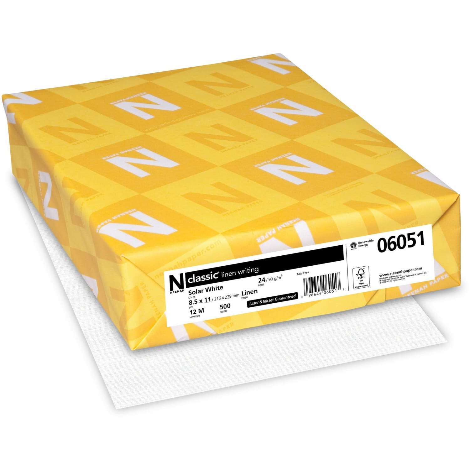Classic Crest Copy And Multi-Use Linen Paper, Letter Size (8 1/2in x 11in), 24 Lb, Solar White, Ream Of 500 Sheets