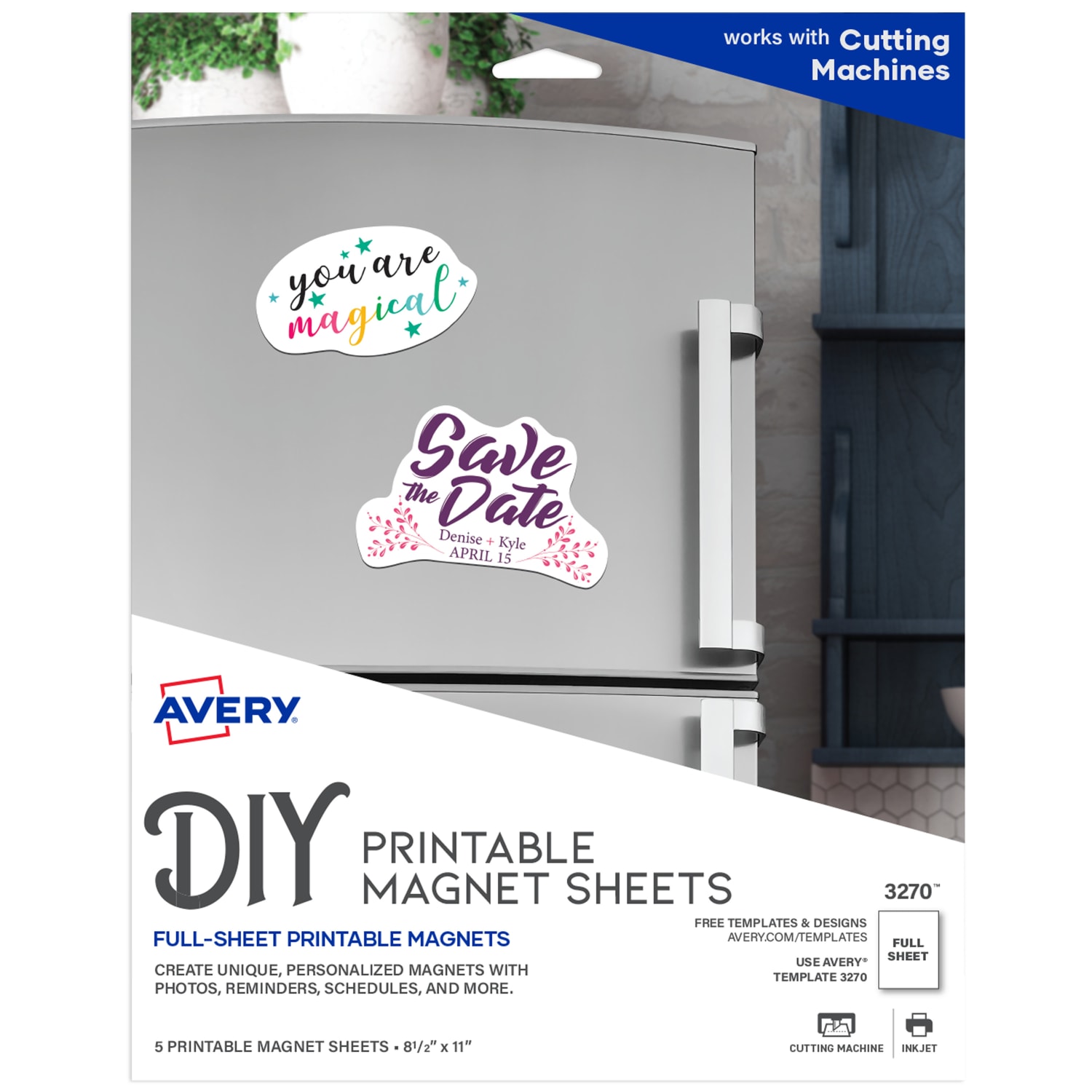 Avery Inkjet Magnet Sheets, 8 1/2in x 11in, Pack Of 5 Sheets