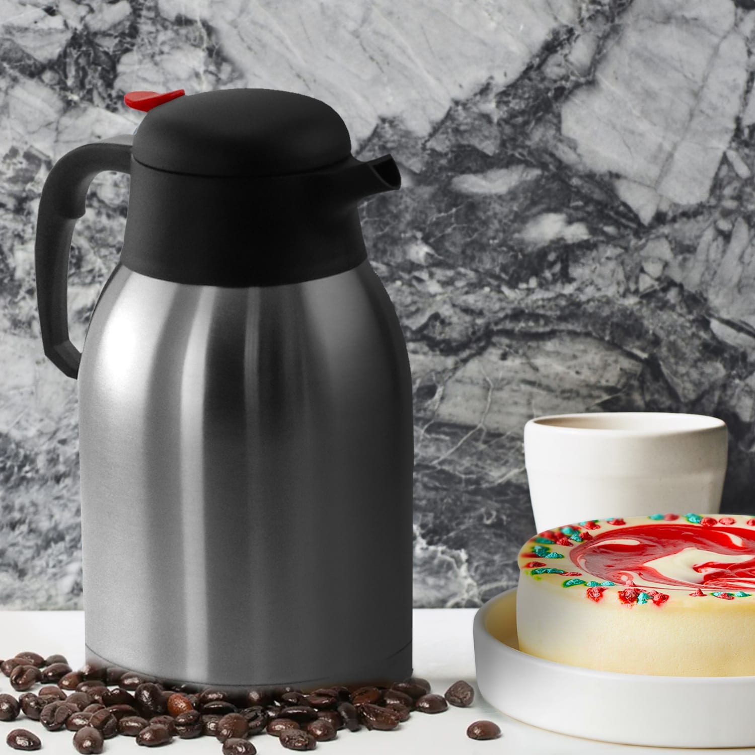 MegaChef 2 Quart Stainless Steel Thermal Beverage Carafe for Coffee and Tea - Image 5