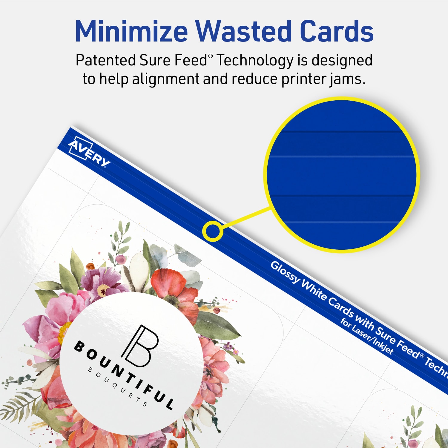 Avery Printable Note Cards With Sure Feed Technology, 3in x 3in Square Rounded Corners, Glossy White, Pack Of 300 - Image 5