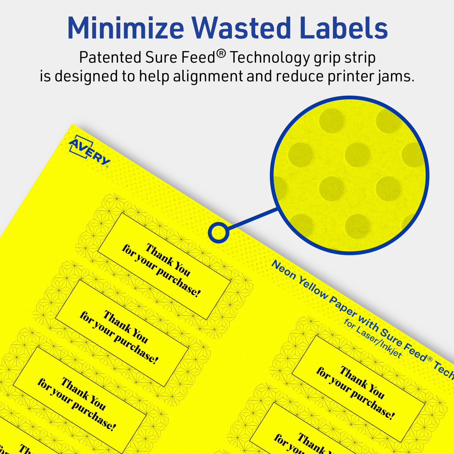Avery Print-To-The-Edge Labels With Sure Feed Technology And Easy Peel, 94201-NYP10, Rectangle, 1in x 2-5/8in, Matte Neon Yellow, Pack of 160 - Image 5