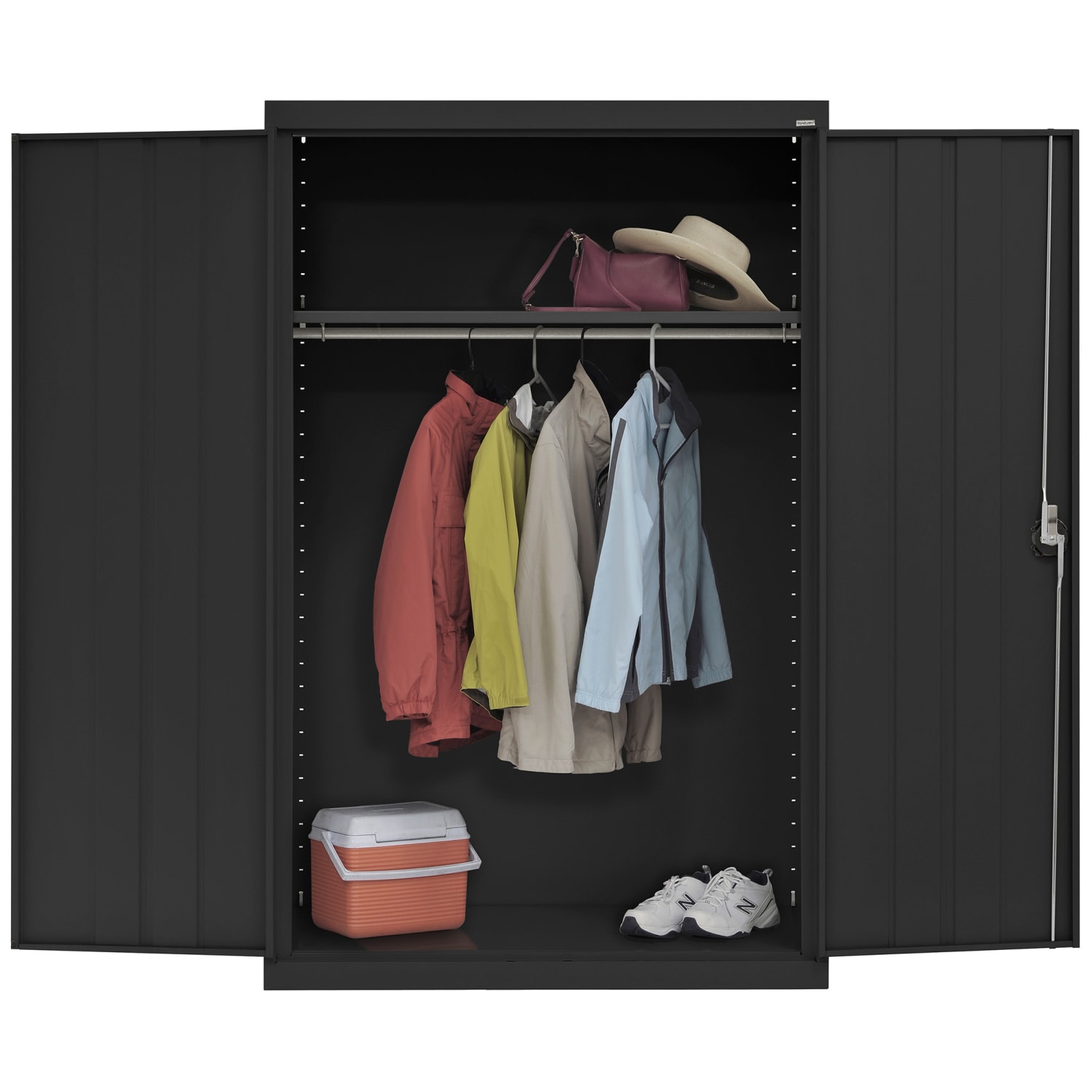 Sandusky Elite Series 46inW Heavy-Duty Assembled Wardrobe Storage Cabinet, Black - Image 4