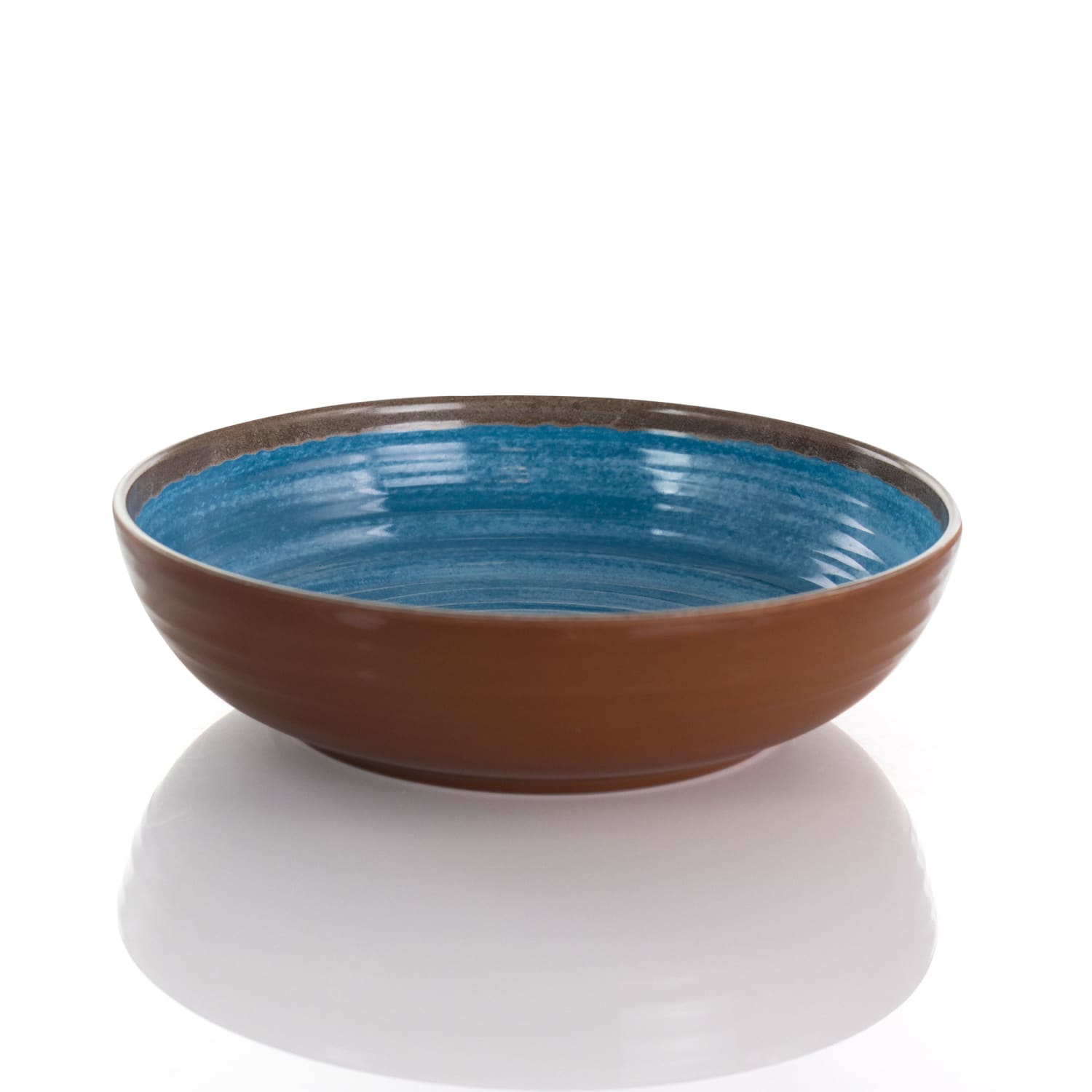 Elama Rippled Tides 12-Piece Dinnerware Set, Blue/Brown - Image 6