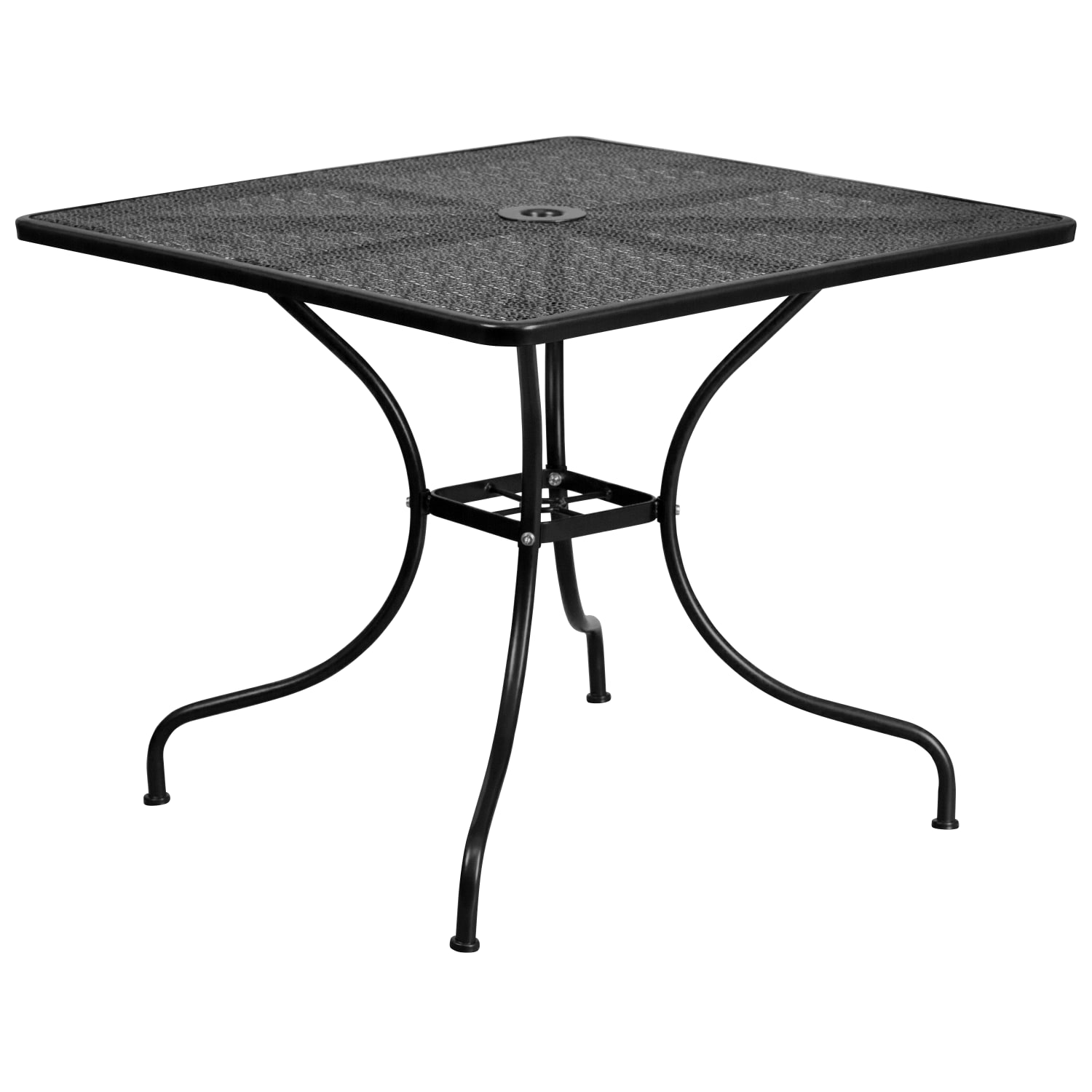 Flash Furniture Oia Commercial Grade 35-1/2in Square Indoor-Outdoor Steel Patio Table With Umbrella Hole, 28-3/4inH x 35-1/2inW x 35-1/2inD, Black - Image 3