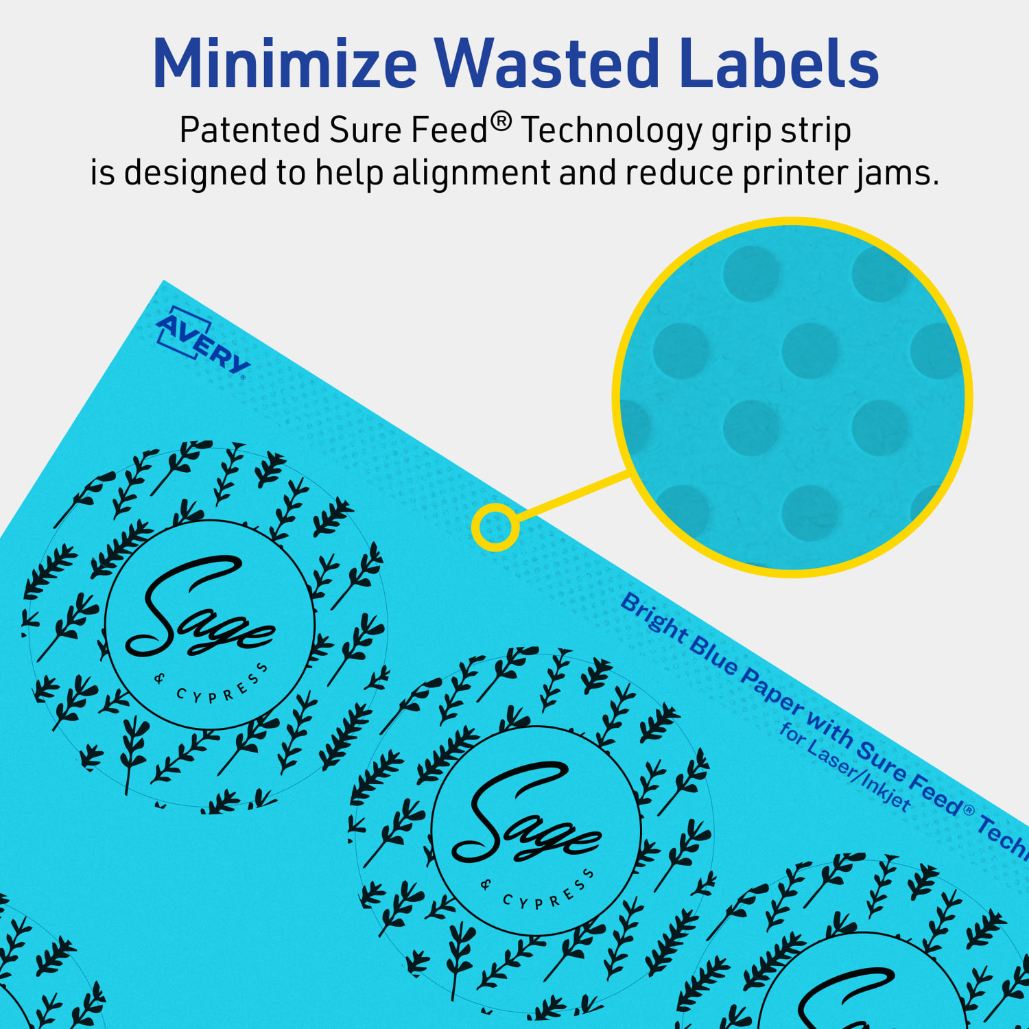 Avery Print-To-The-Edge Labels With Sure Feed Technology, 94502-BBP10, Round, 2-1/2in, Matte Bright Blue, Pack of 90 - Image 5