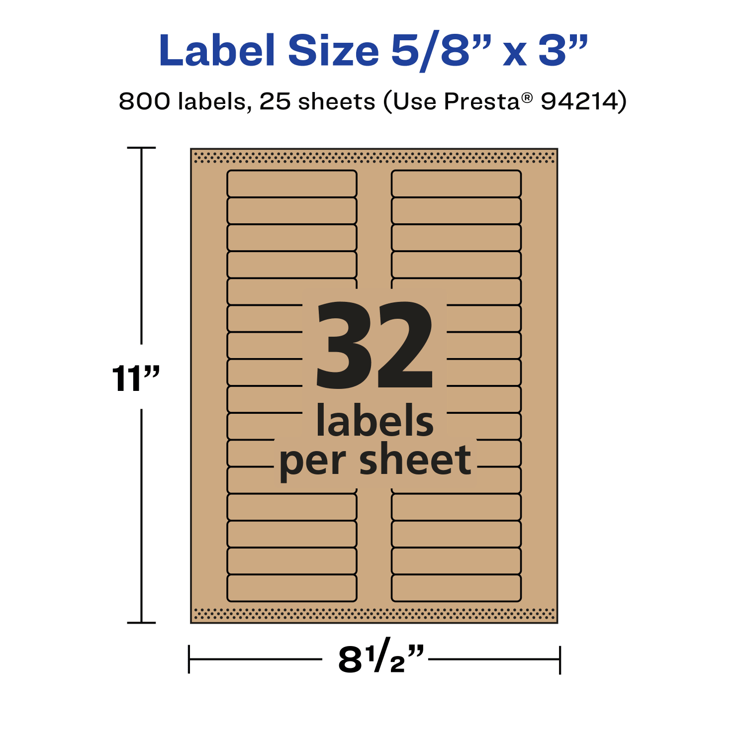 Avery Kraft Permanent Labels With Sure Feed, 94214-KMP25, Rectangle, 5/8in x 3in, Brown, Pack Of 800 - Image 6