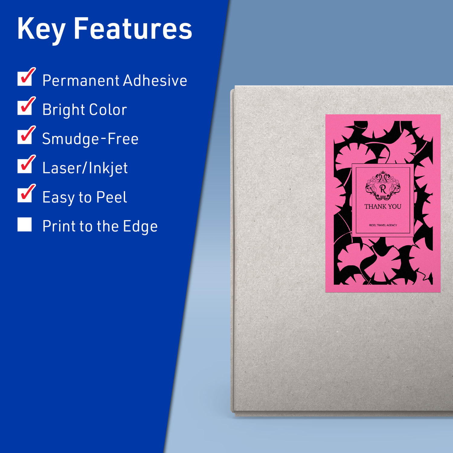 Avery Printable Labels, 94229-BPP40, Rectangle, 5-1/2in x 8-1/2in, Matte Bright Pink, Pack of 80 - Image 3