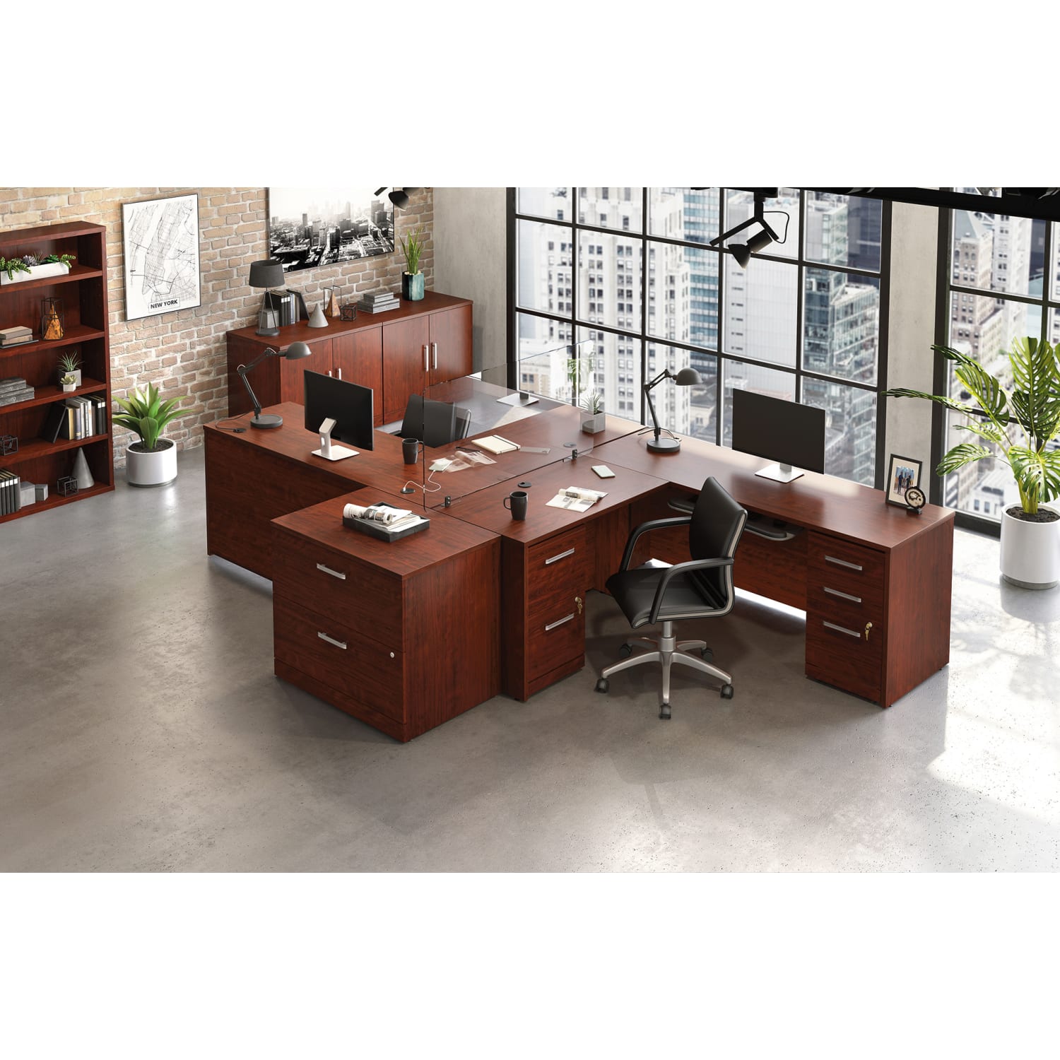 Sauder Affirm Commercial 46inW Desk Return, Classic Cherry - Image 5