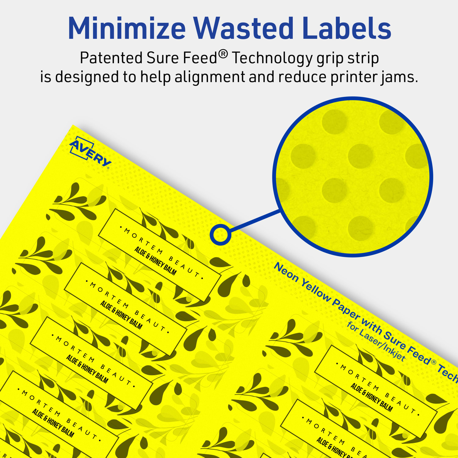 Avery Print-To-The-Edge Labels With Sure Feed Technology And Easy Peel, 94217-NYP80, Rectangle, 3/4in x 3-1/2in, Matte Neon Yellow, Pack of 1600 - Image 5