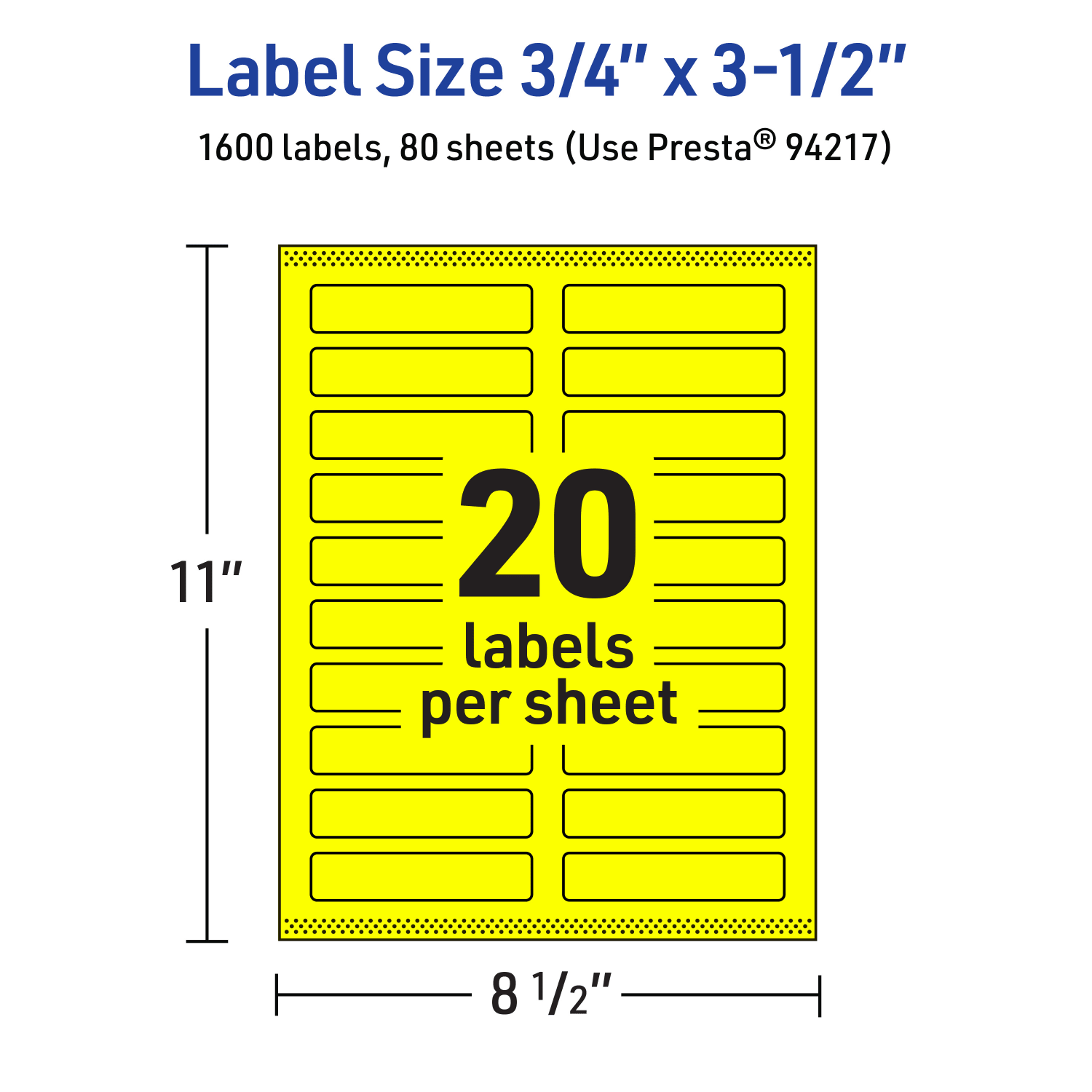 Avery Print-To-The-Edge Labels With Sure Feed Technology And Easy Peel, 94217-NYP80, Rectangle, 3/4in x 3-1/2in, Matte Neon Yellow, Pack of 1600 - Image 6