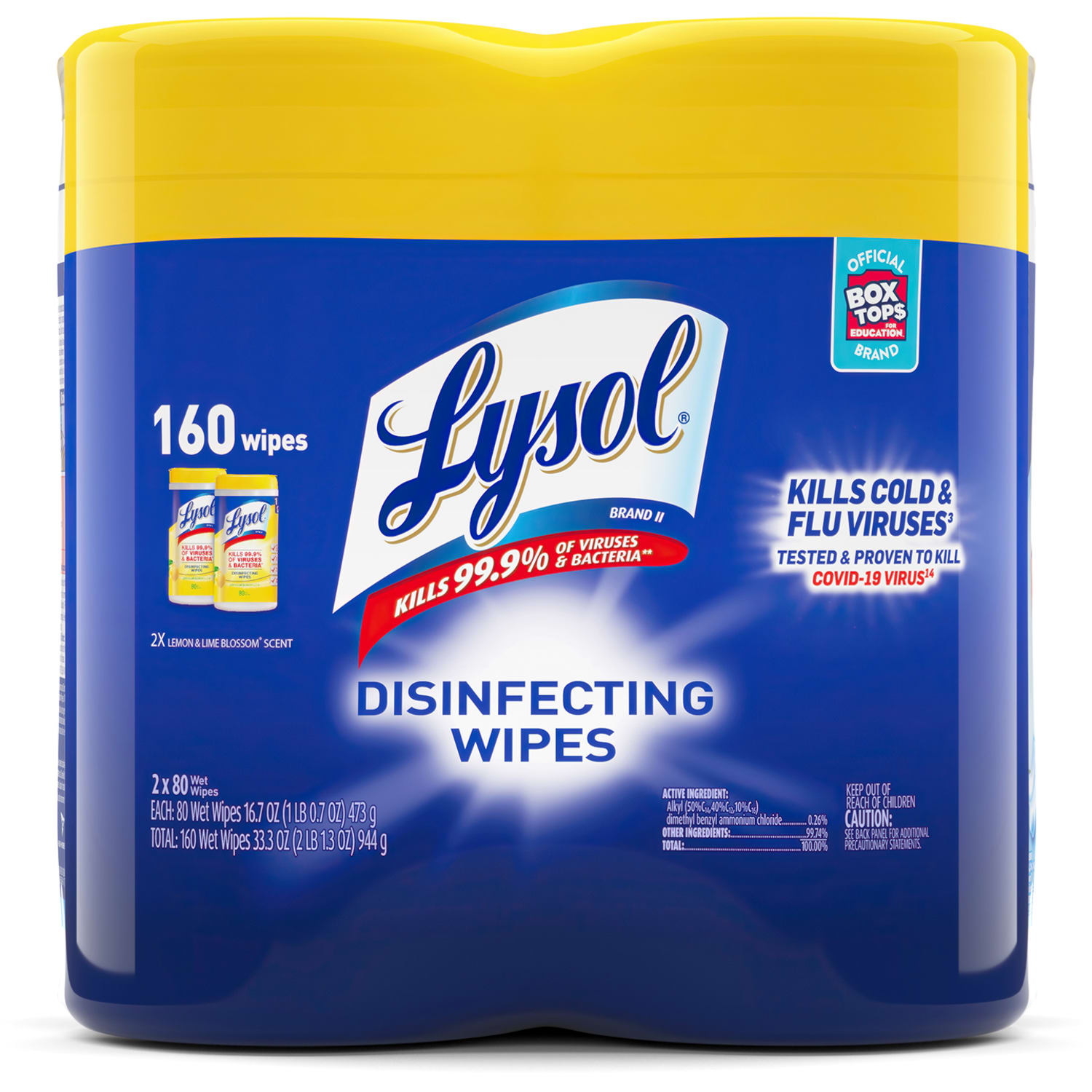 Lysol Disinfecting Wipes, Lemon Lime Scent, 80 Wipes Per Canister, Carton Of 6 Canisters - Image 3