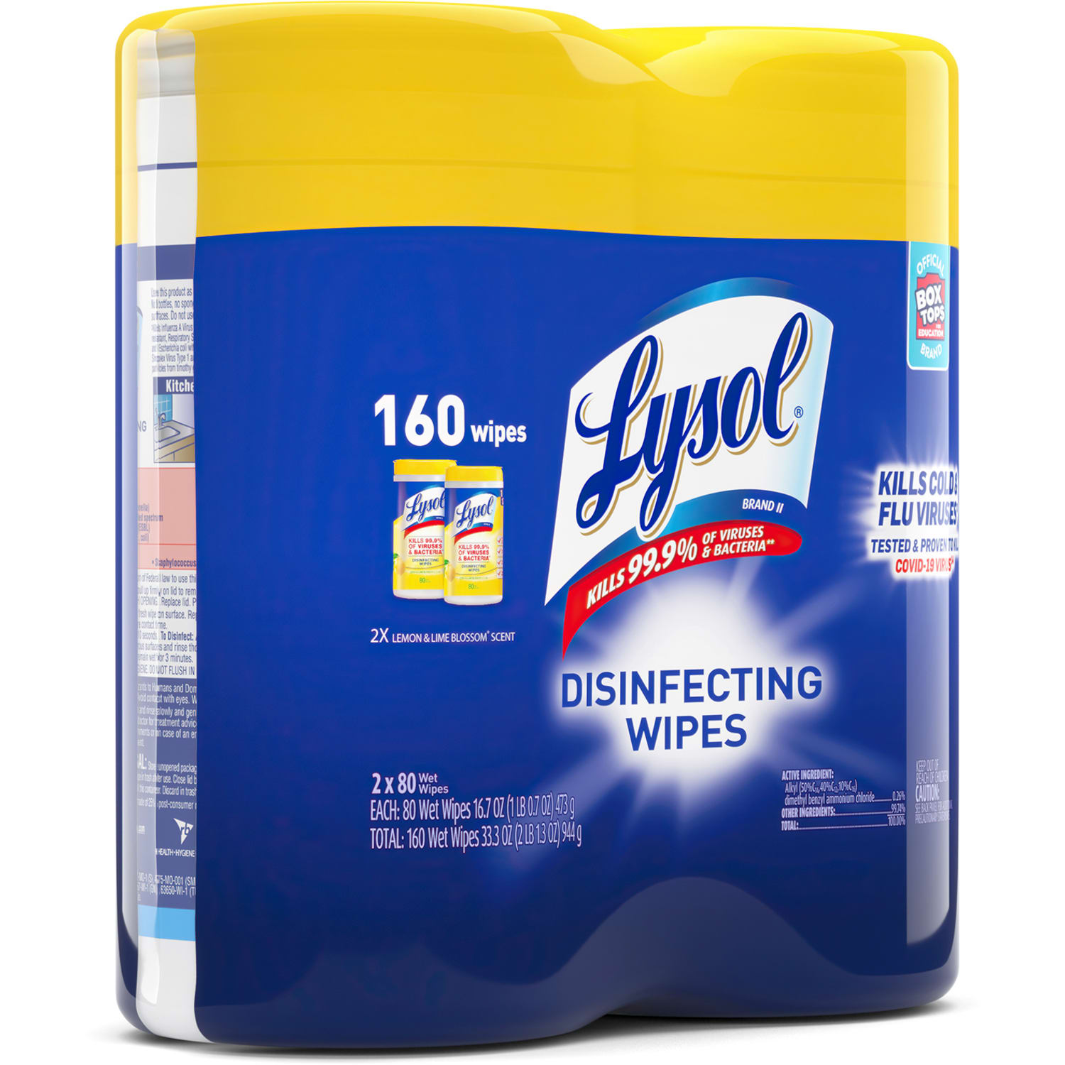 Lysol Disinfecting Wipes, Lemon Lime Scent, 80 Wipes Per Canister, Carton Of 6 Canisters - Image 4