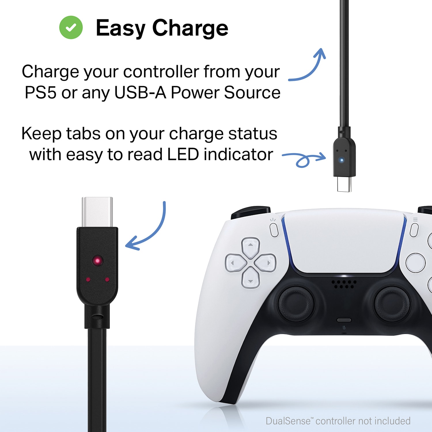 Nyko Charge Link for PlayStation 5 Controllers, 8-ft., Black (83312) - Image 5