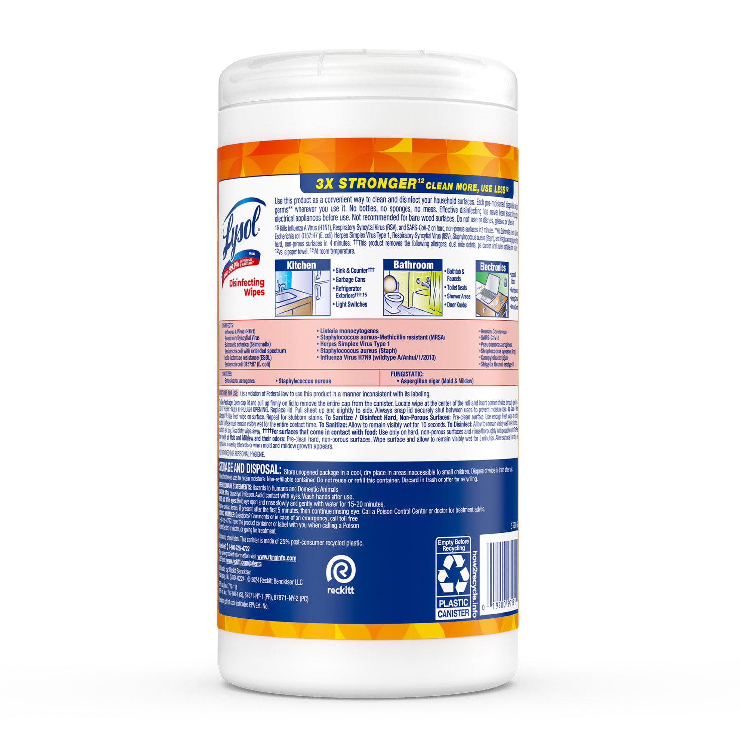 Lysol Brand New Day Disinfecting Wipes - Mango Scent - 80 / Canister - 6 / Carton - White - Image 5