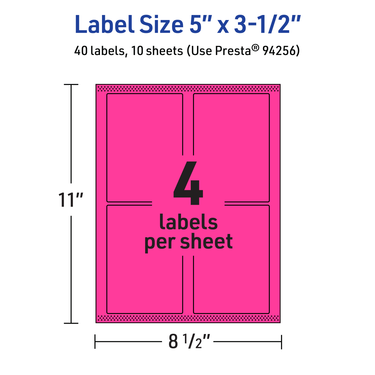 Avery Printable Labels With Sure Feed Technology, 94256-NMP10, Rectangle, 5in x 3-1/2in, Matte Neon Magenta, Pack of 40 - Image 6