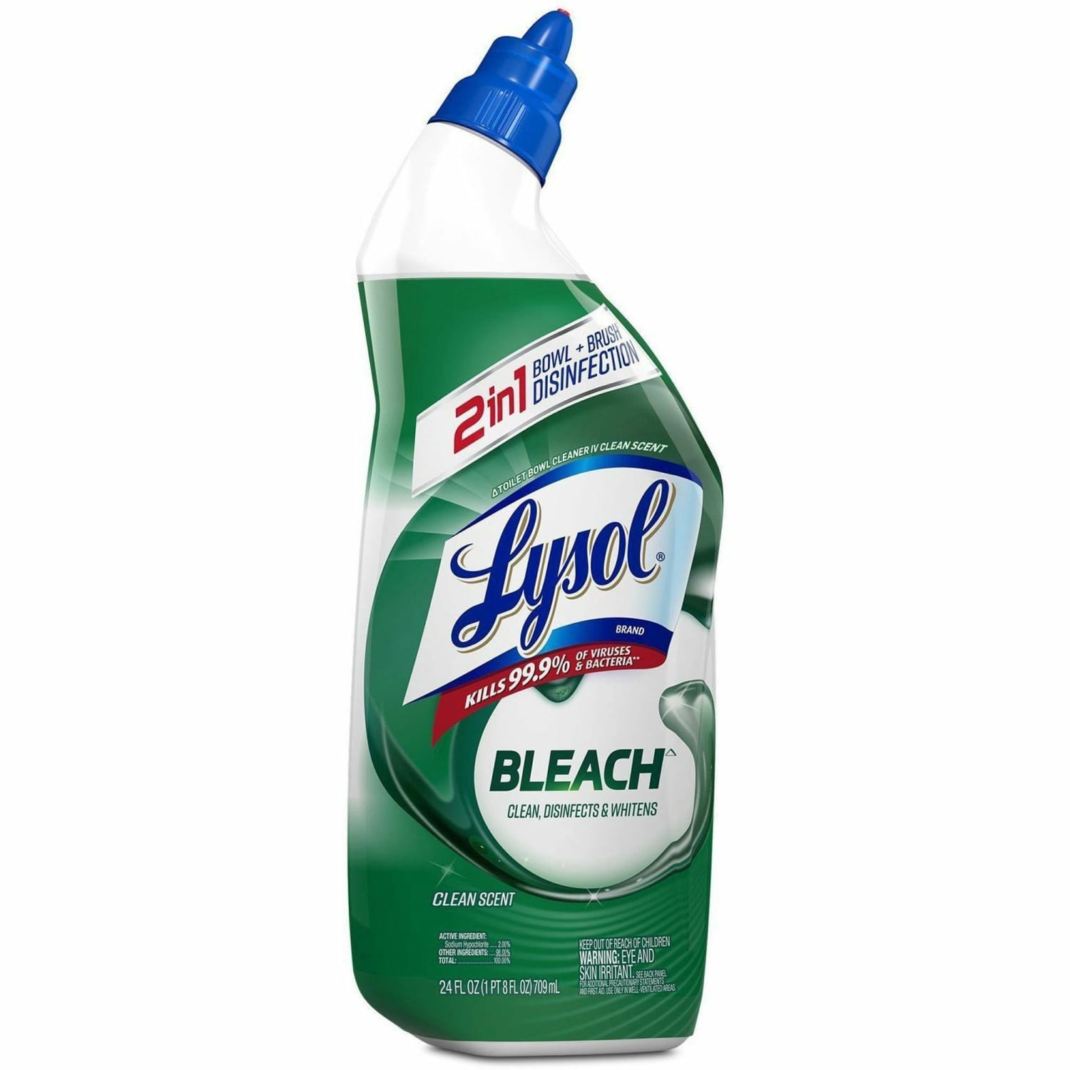 Lysol Bleach Toilet Bowl Cleaner - 24 fl oz (0.8 quart)Bottle - 1 Each - Blue - Image 3